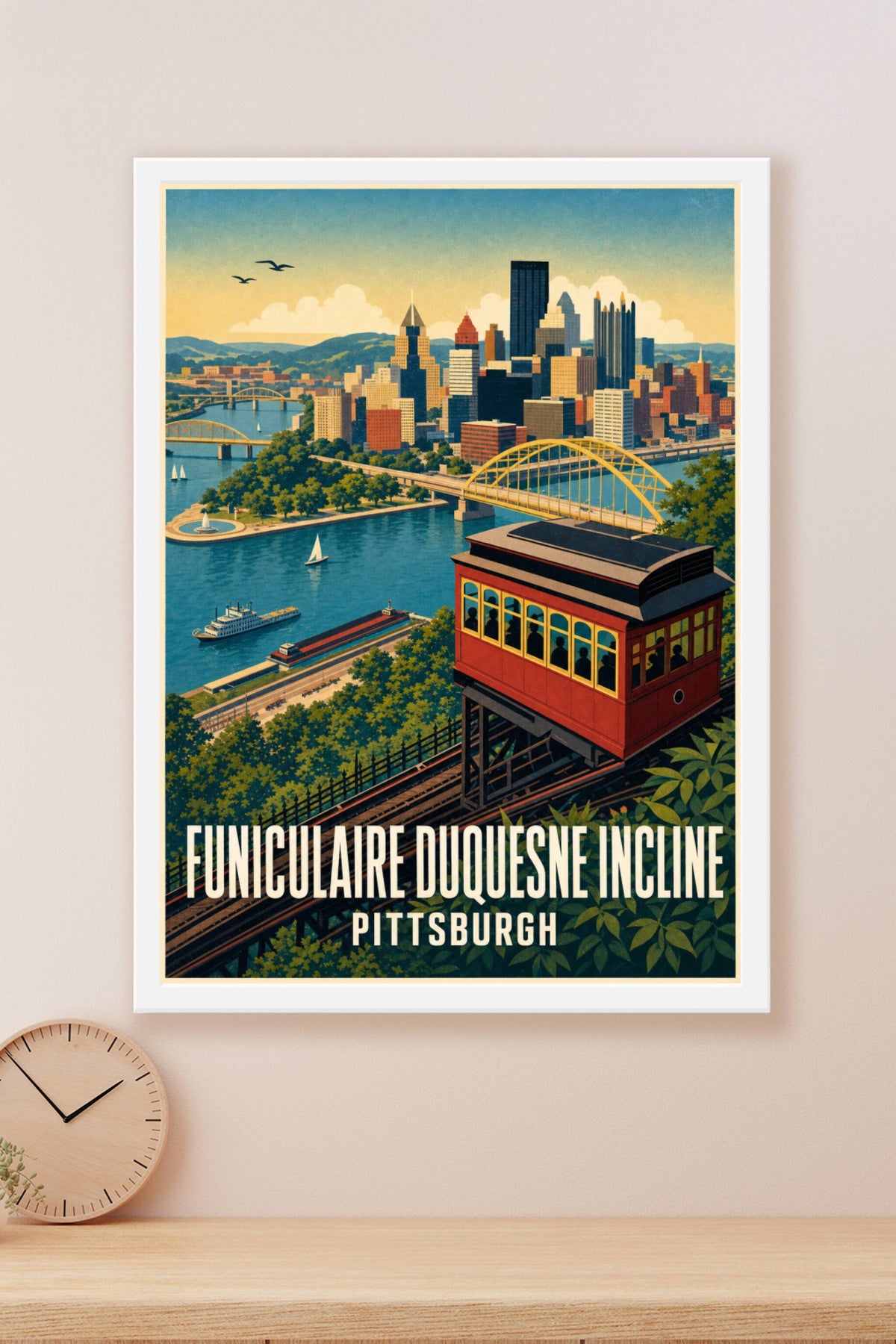 Affiche du funiculaire de Pittsburgh, poster rétro