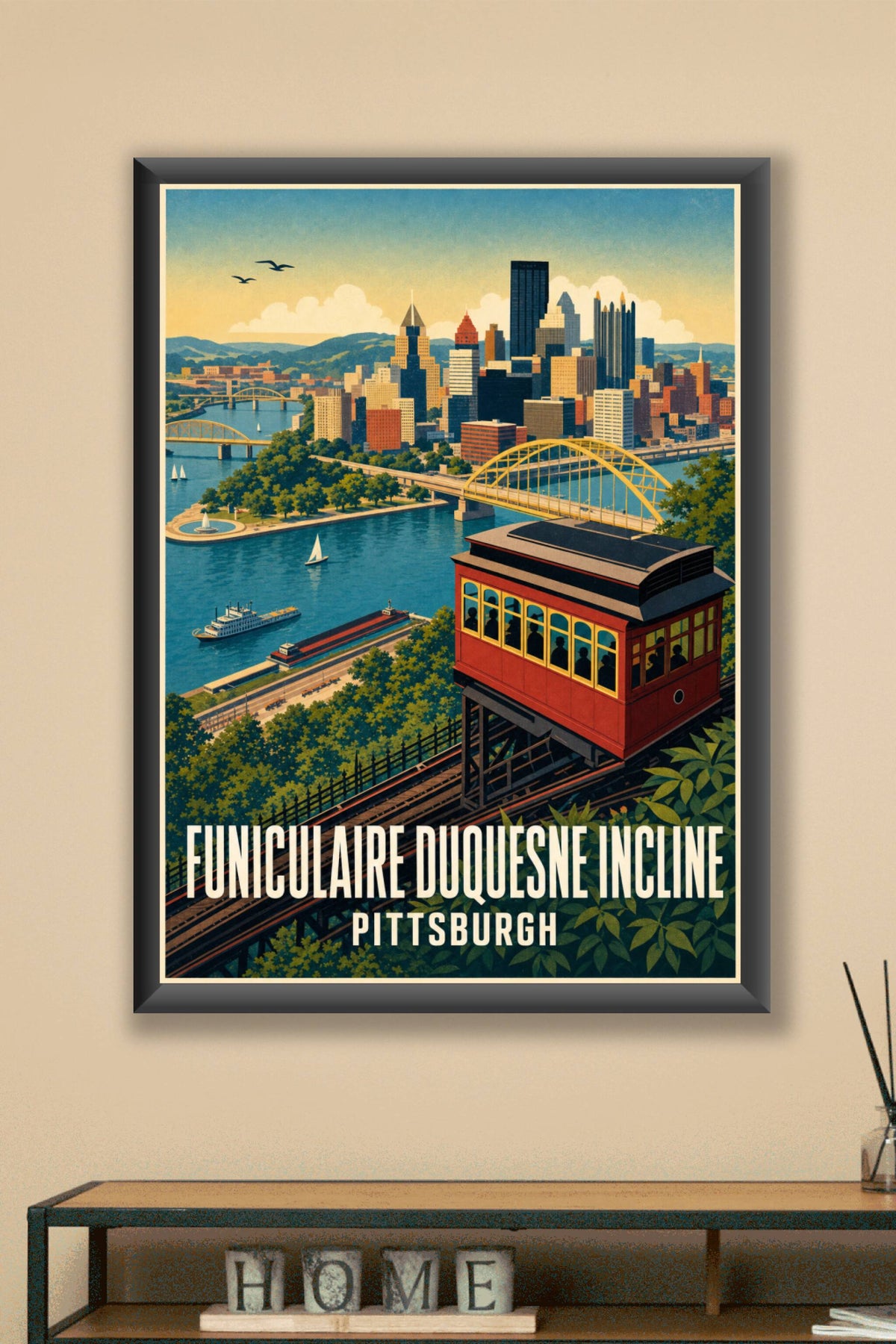 Affiche du funiculaire de Pittsburgh, poster rétro