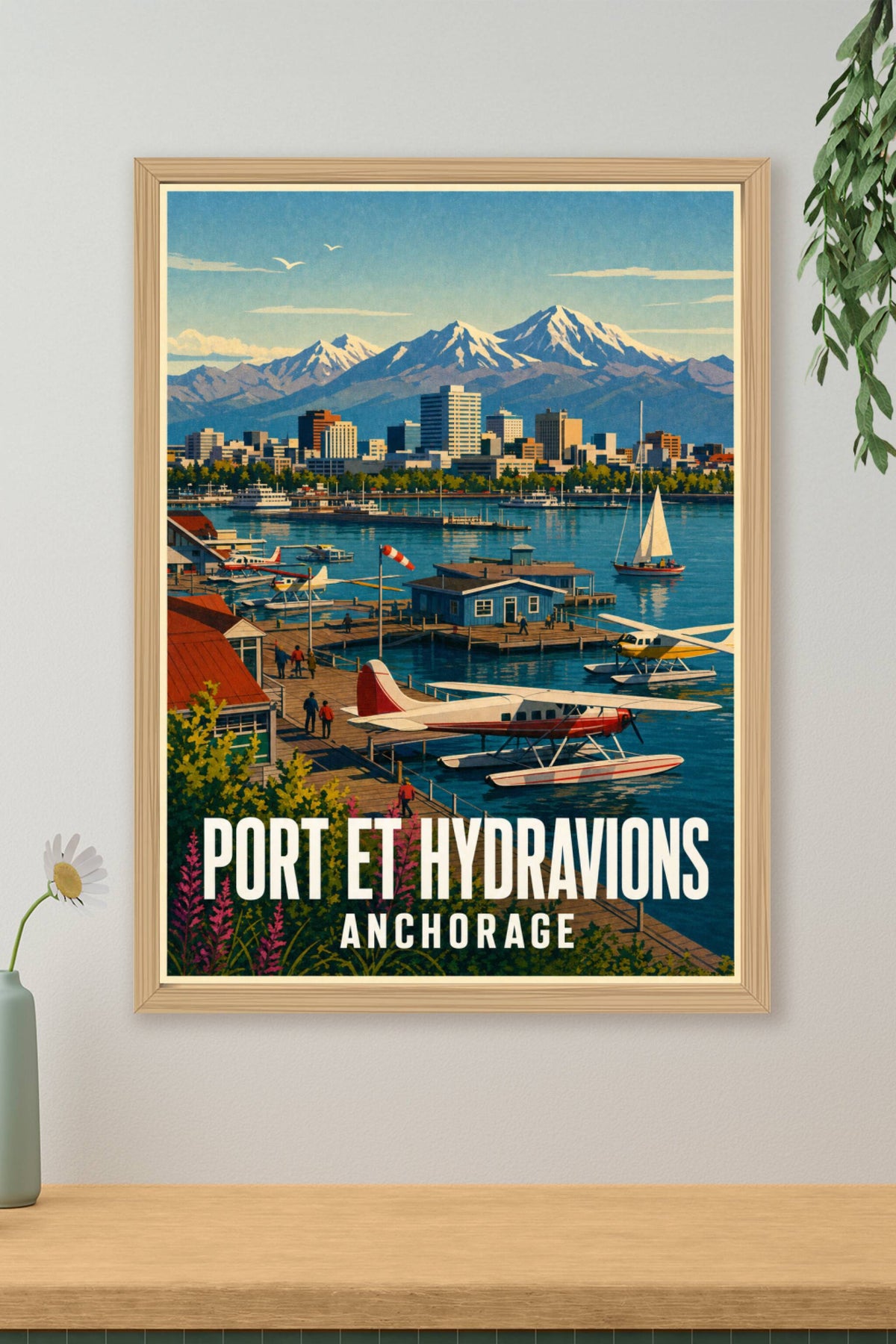Affiche d'Anchorage, poster port et montagnes