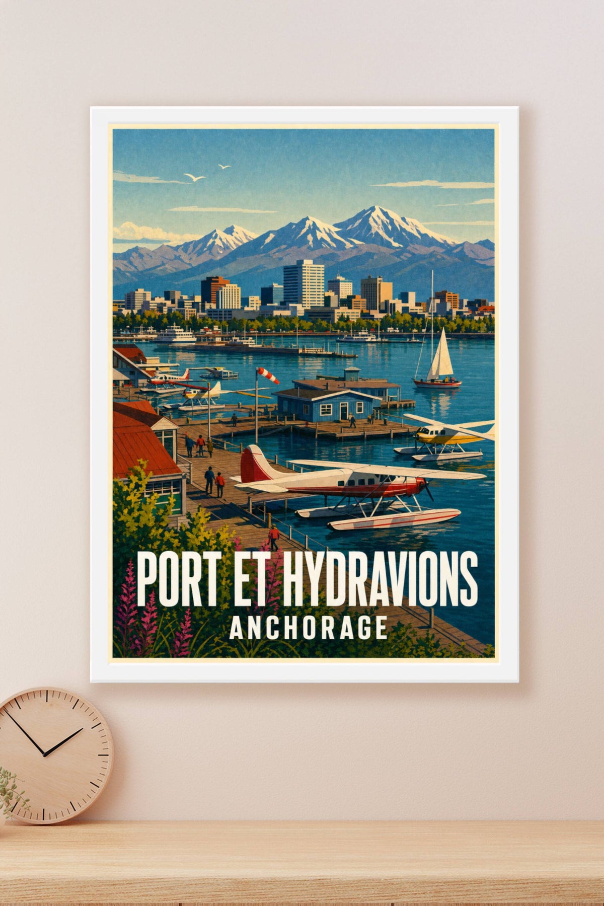 Affiche d'Anchorage, poster port et montagnes