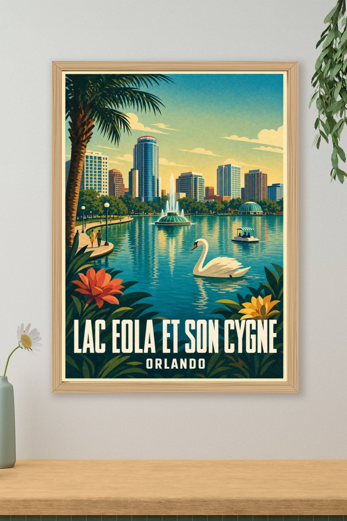 Affiche du Lac Eola, poster Orlando et son cygne