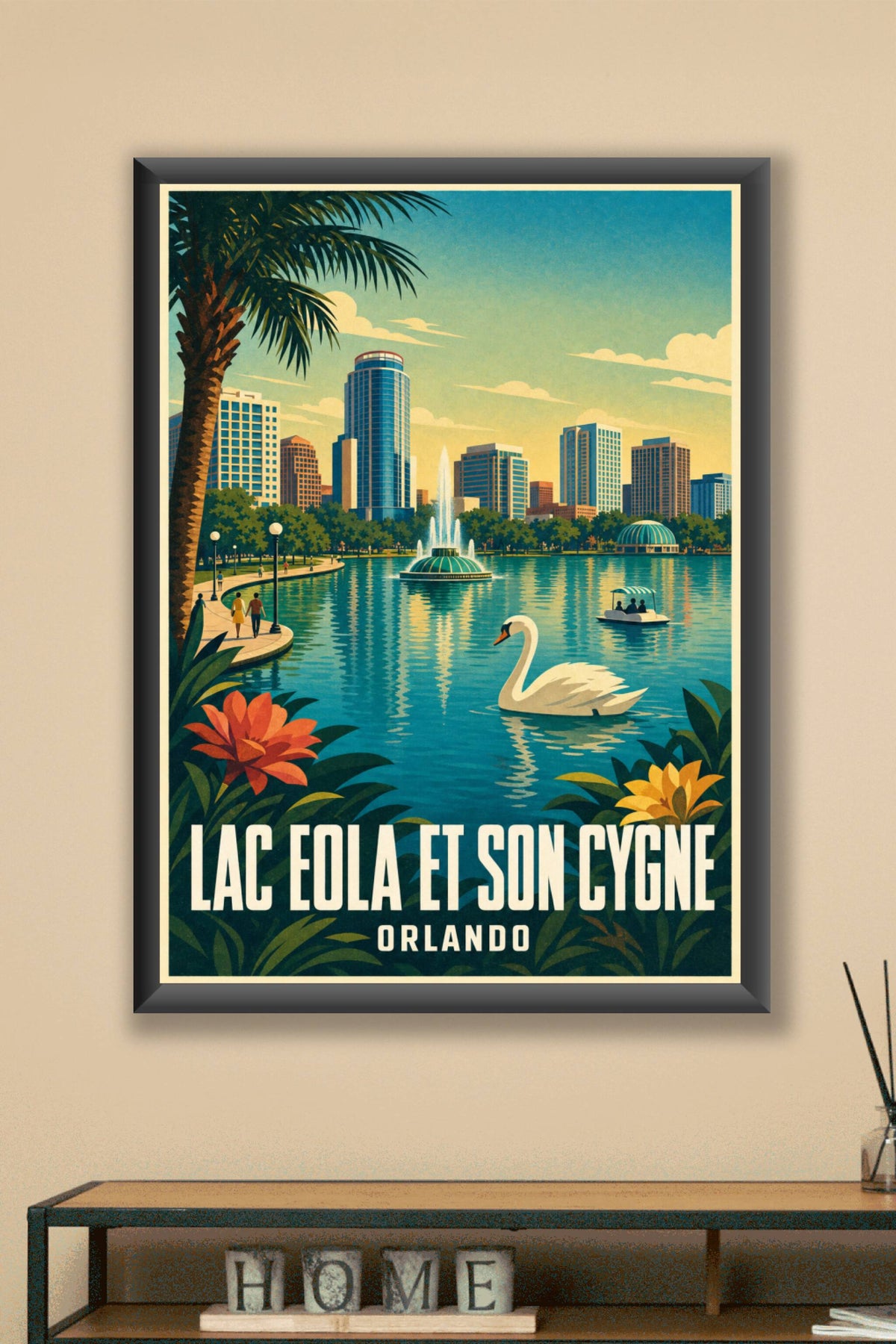 Affiche du Lac Eola, poster Orlando et son cygne