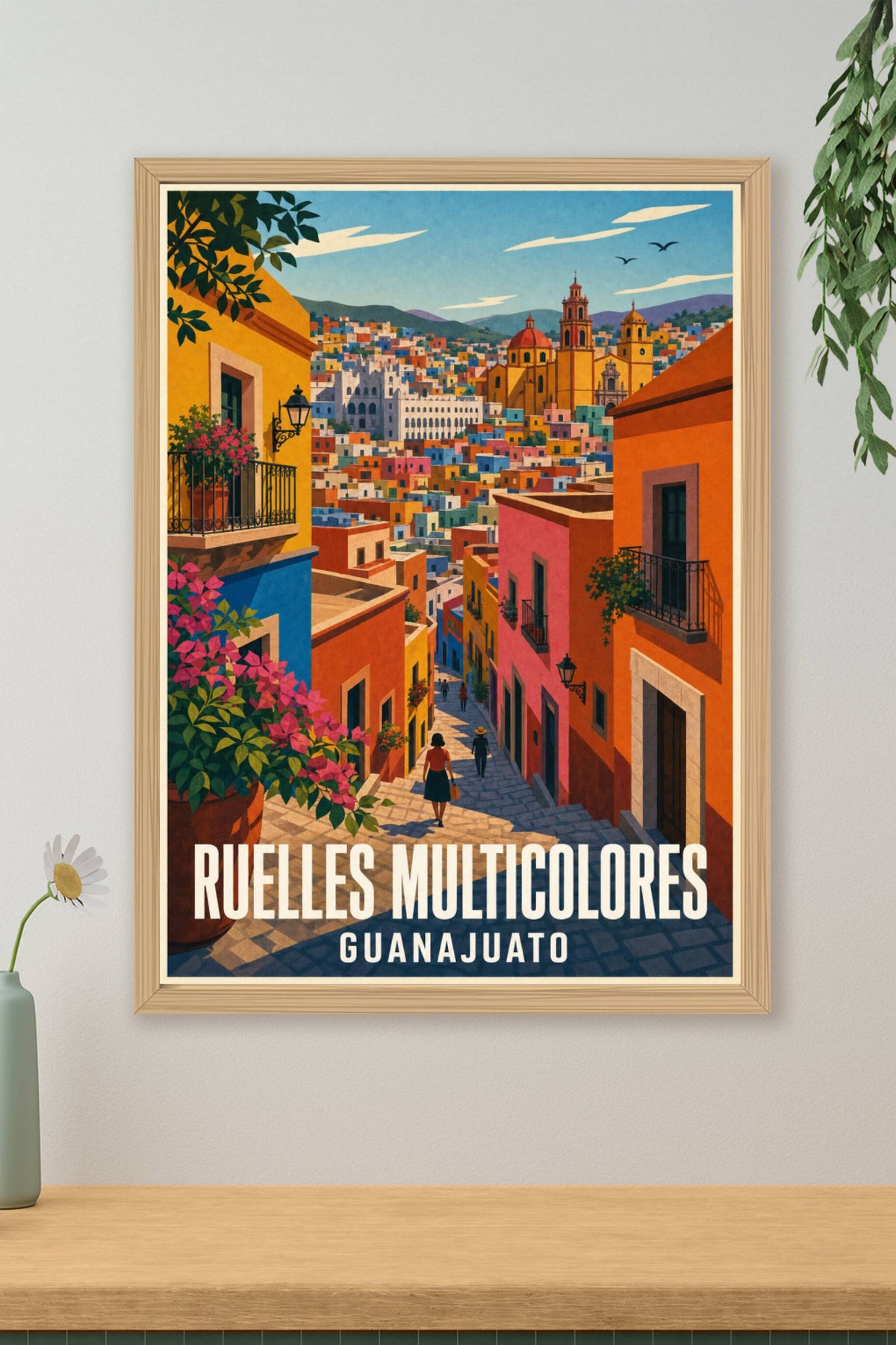 Affiche de Guanajuato, poster ruelles multicolores