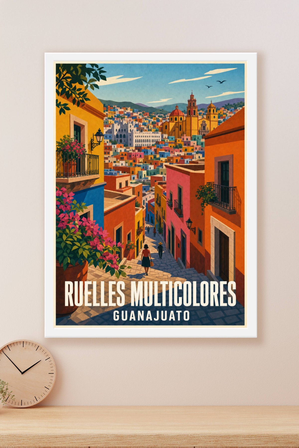 Affiche de Guanajuato, poster ruelles multicolores