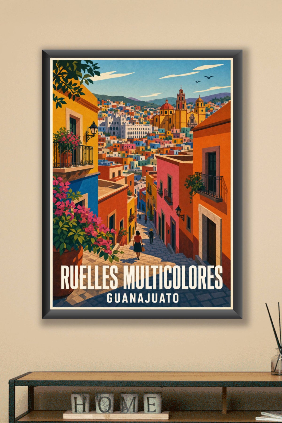 Affiche de Guanajuato, poster ruelles multicolores