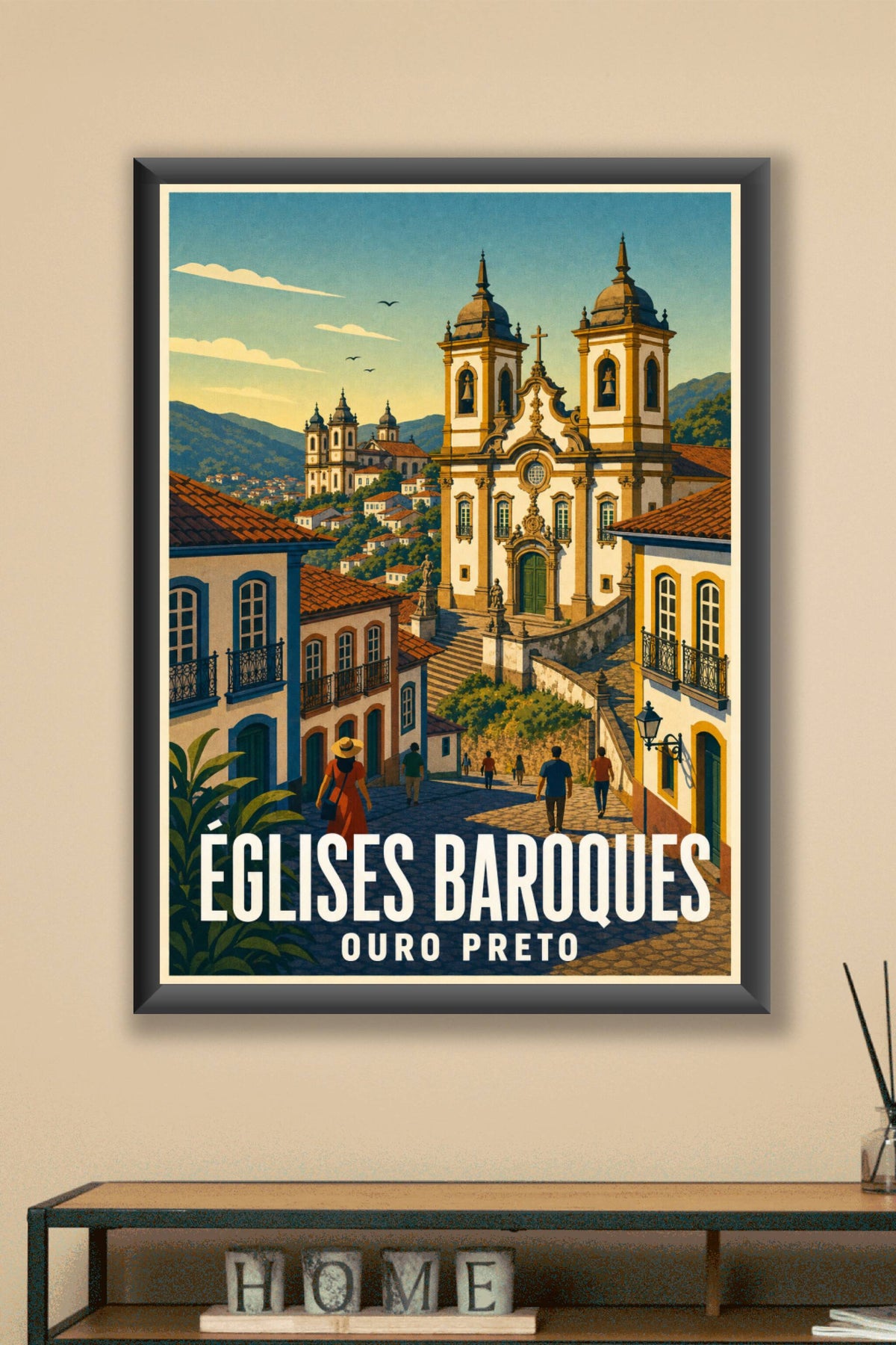 Affiche d'Ouro Preto, poster églises baroques