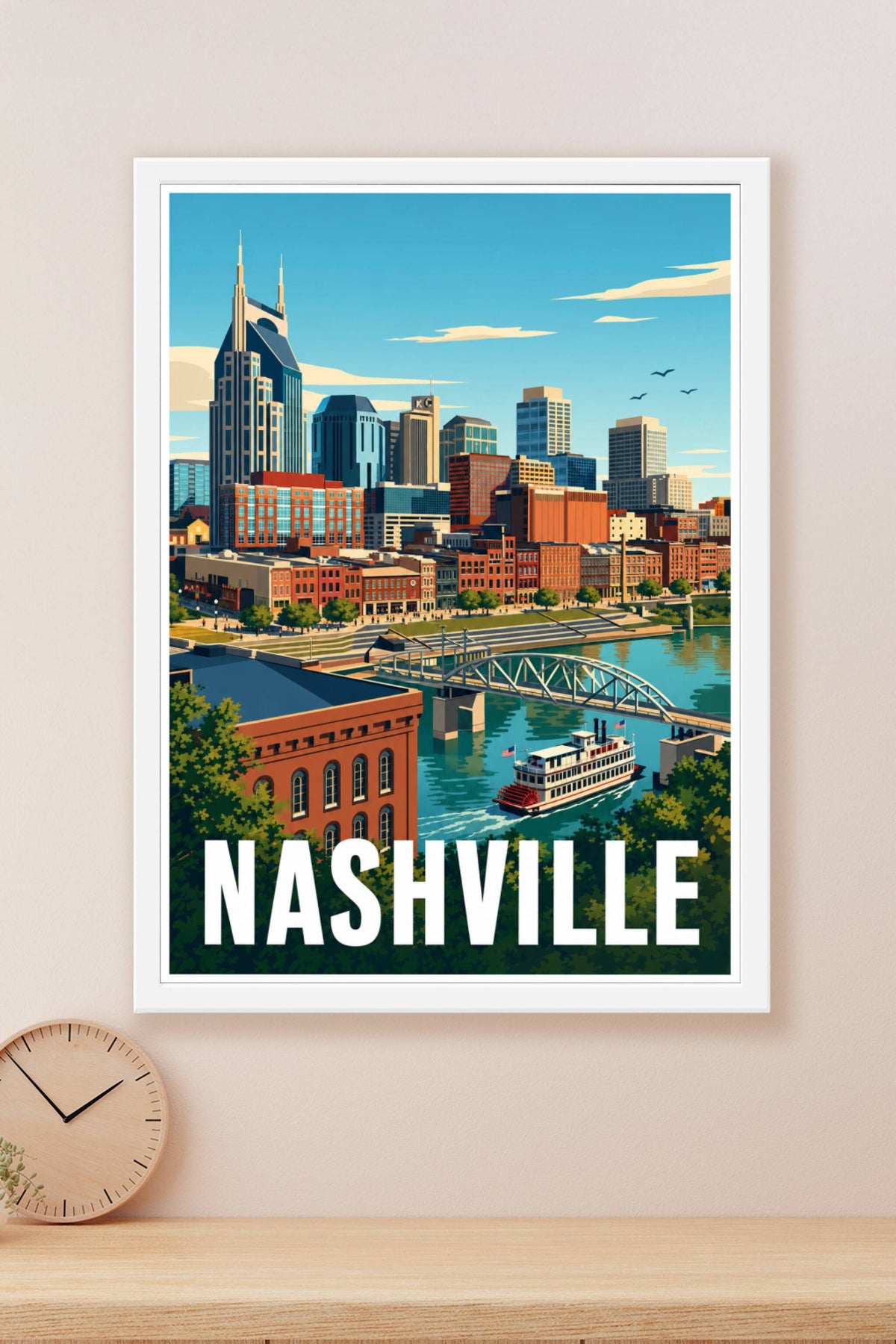 Affiche Nashville, poster skyline et Cumberland