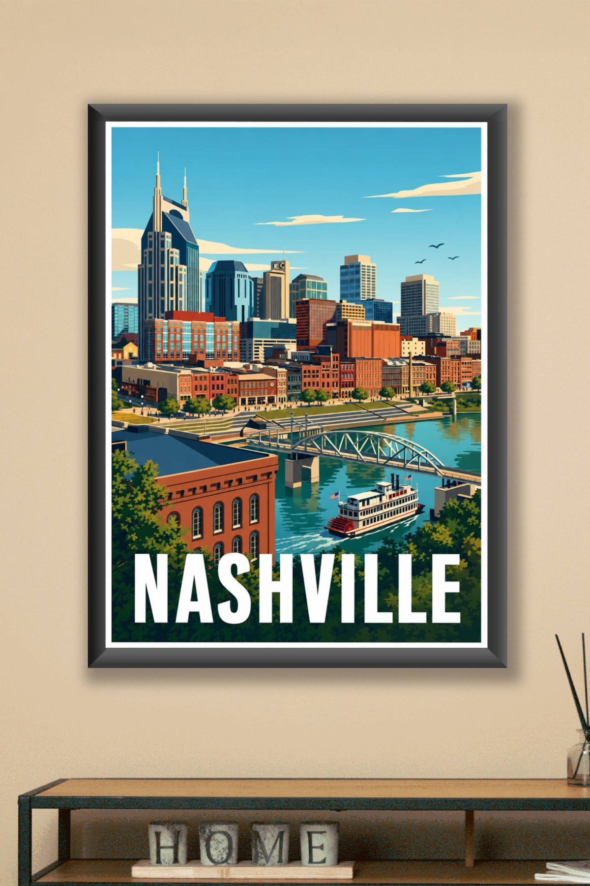 Affiche Nashville, poster skyline et Cumberland