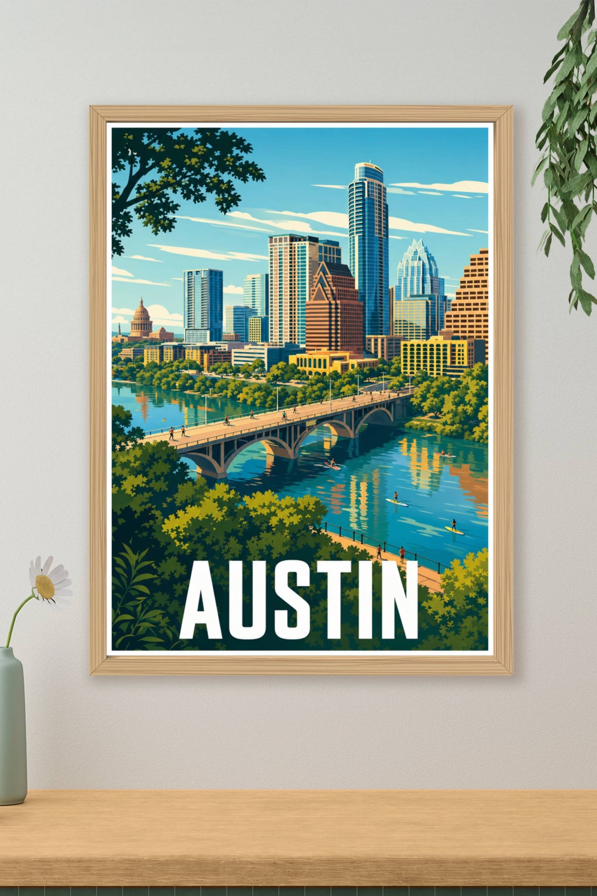 Affiche d'Austin, poster skyline Texas