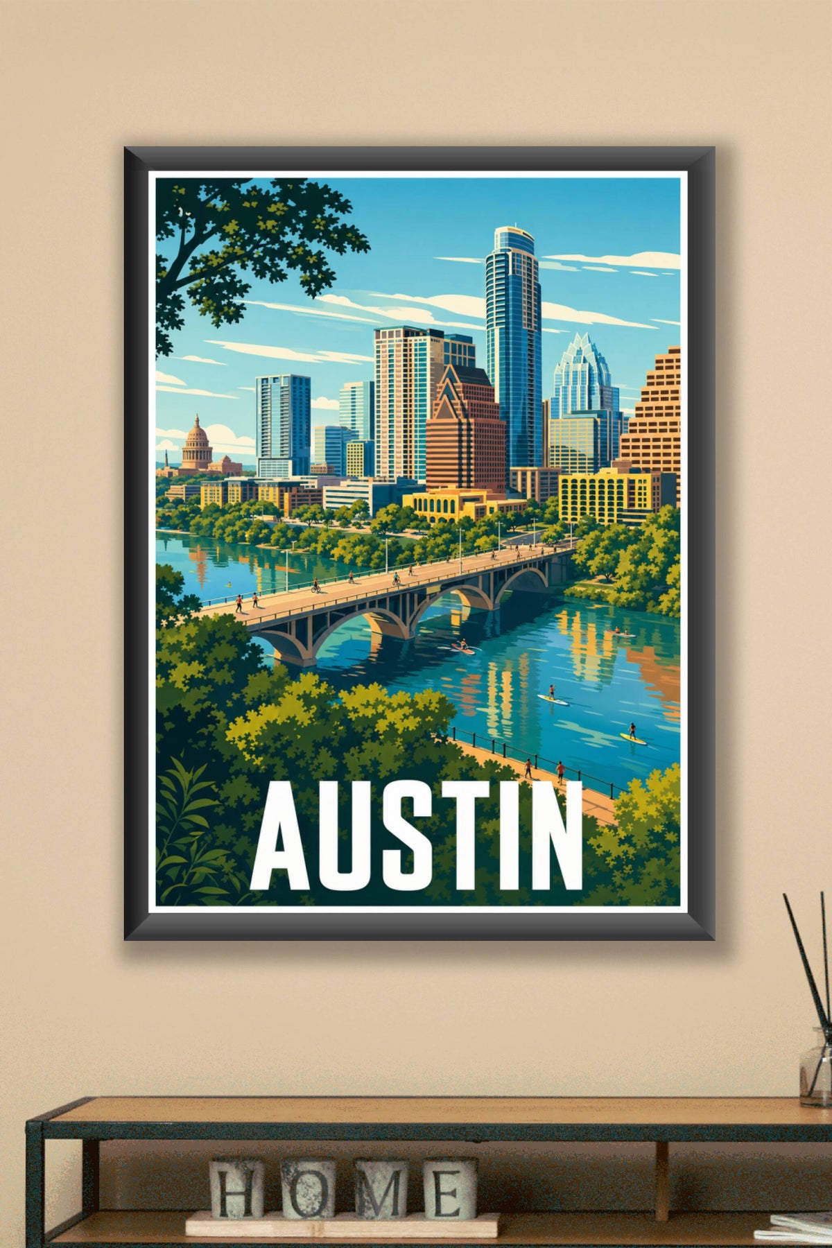 Affiche d'Austin, poster skyline Texas