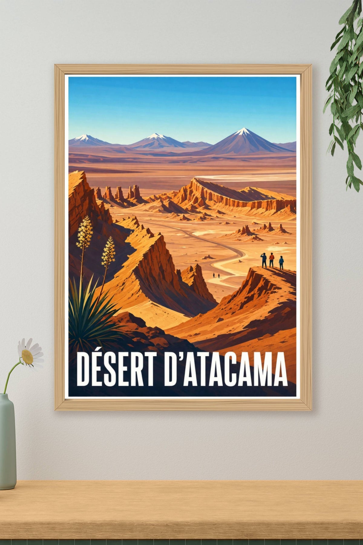 Affiche du désert d'Atacama, poster volcans enneigés