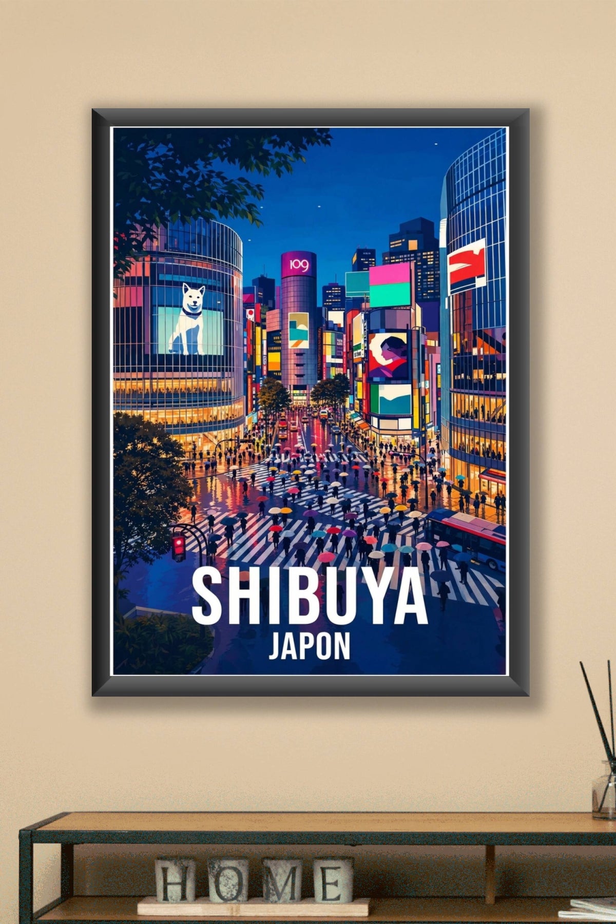 Affiche de Shibuya, poster carrefour japonais