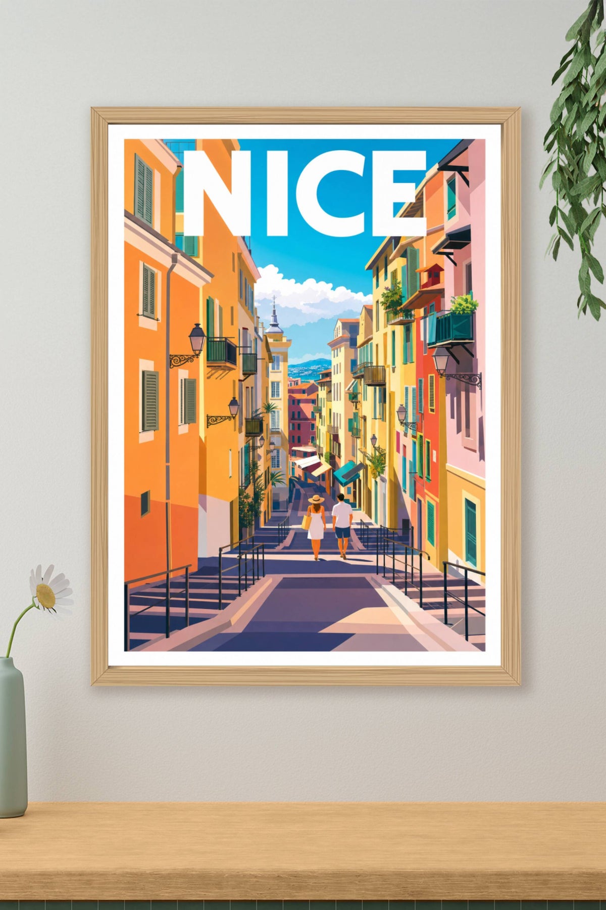 Affiche de Nice, poster ruelles colorées