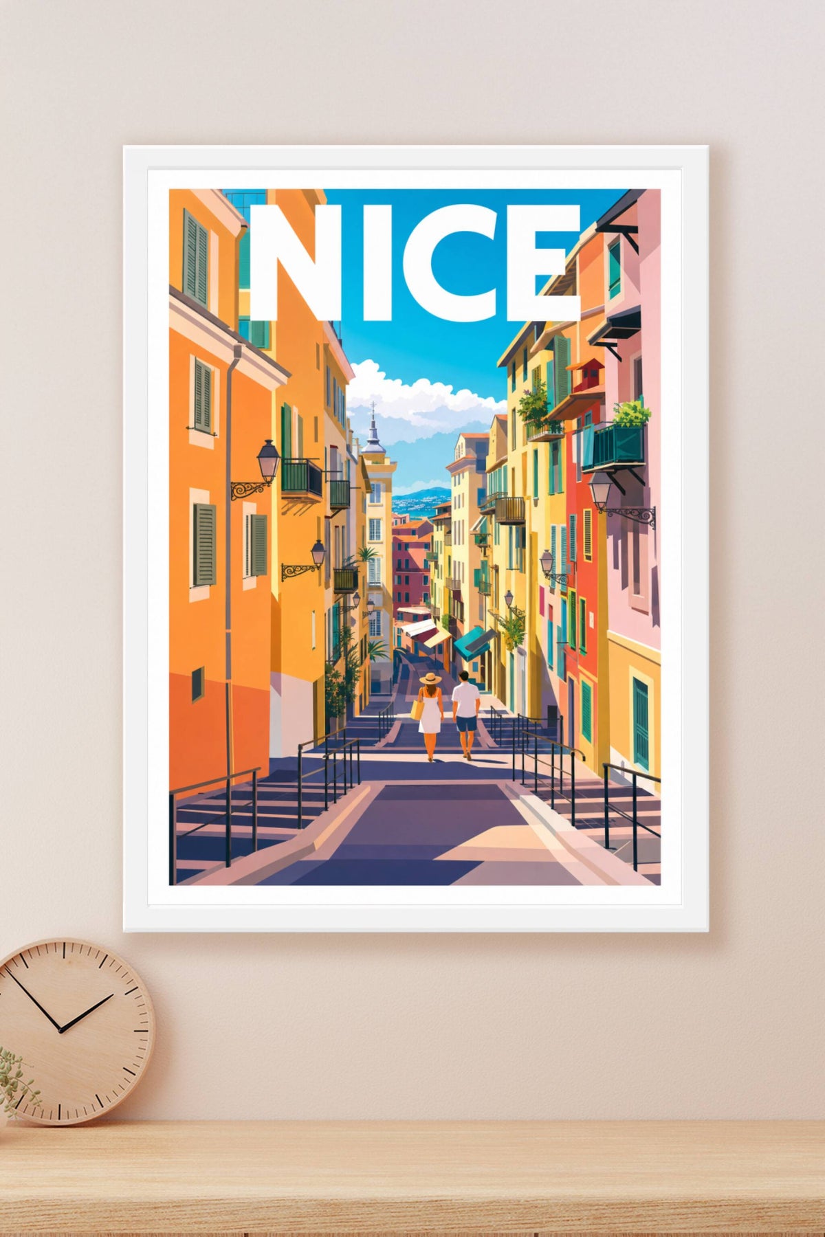 Affiche de Nice, poster ruelles colorées