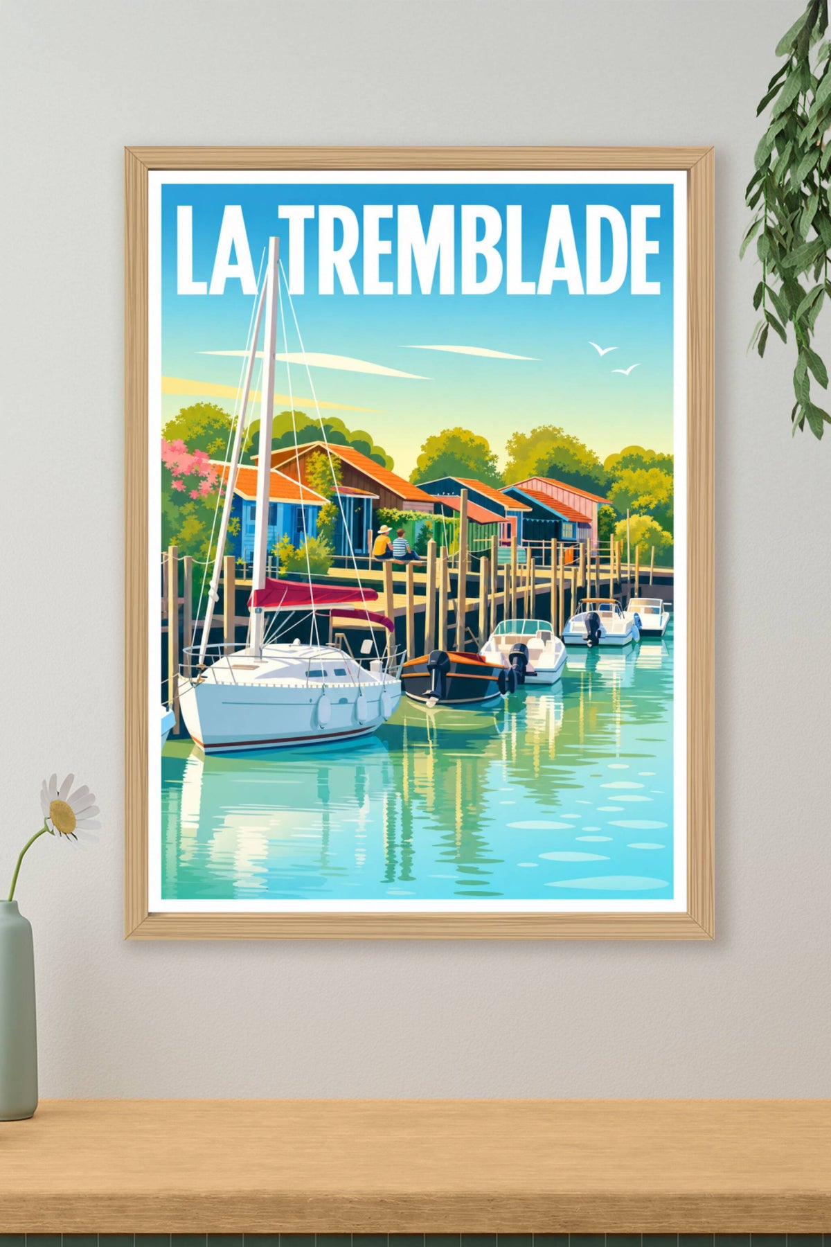 Affiche de La Tremblade, cabanes colorées