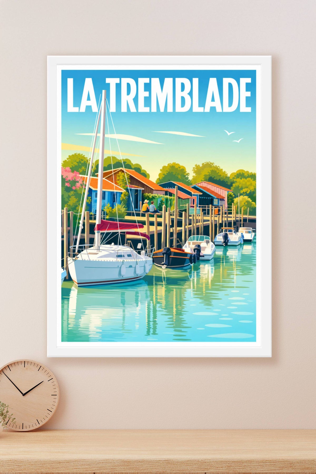 Affiche de La Tremblade, cabanes colorées