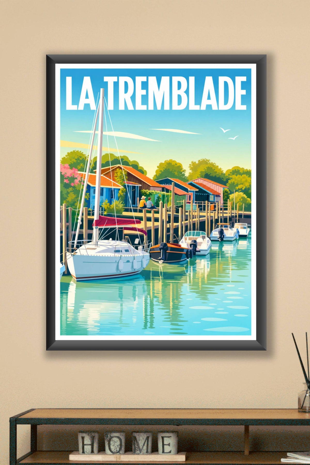 Affiche de La Tremblade, cabanes colorées