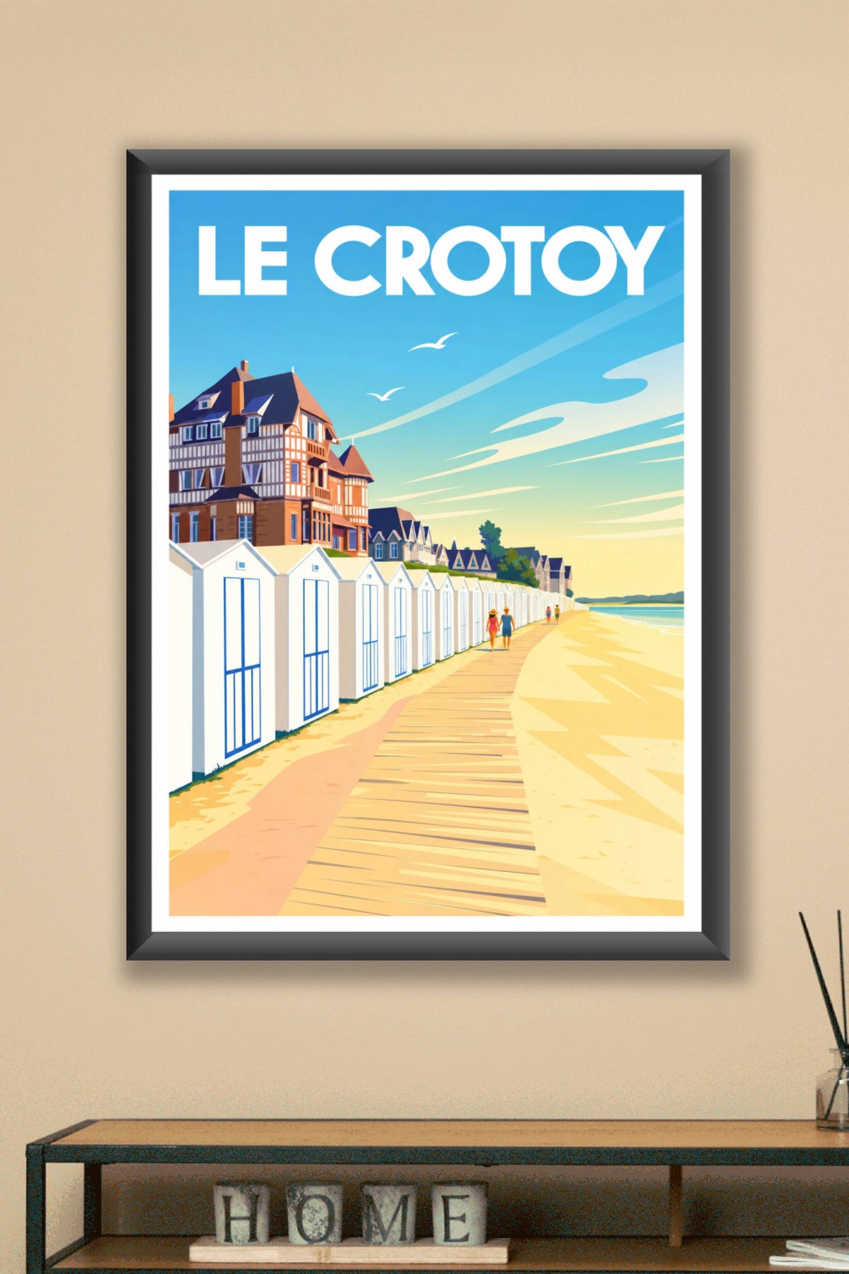 Affiche du Crotoy, poster cabines de plage