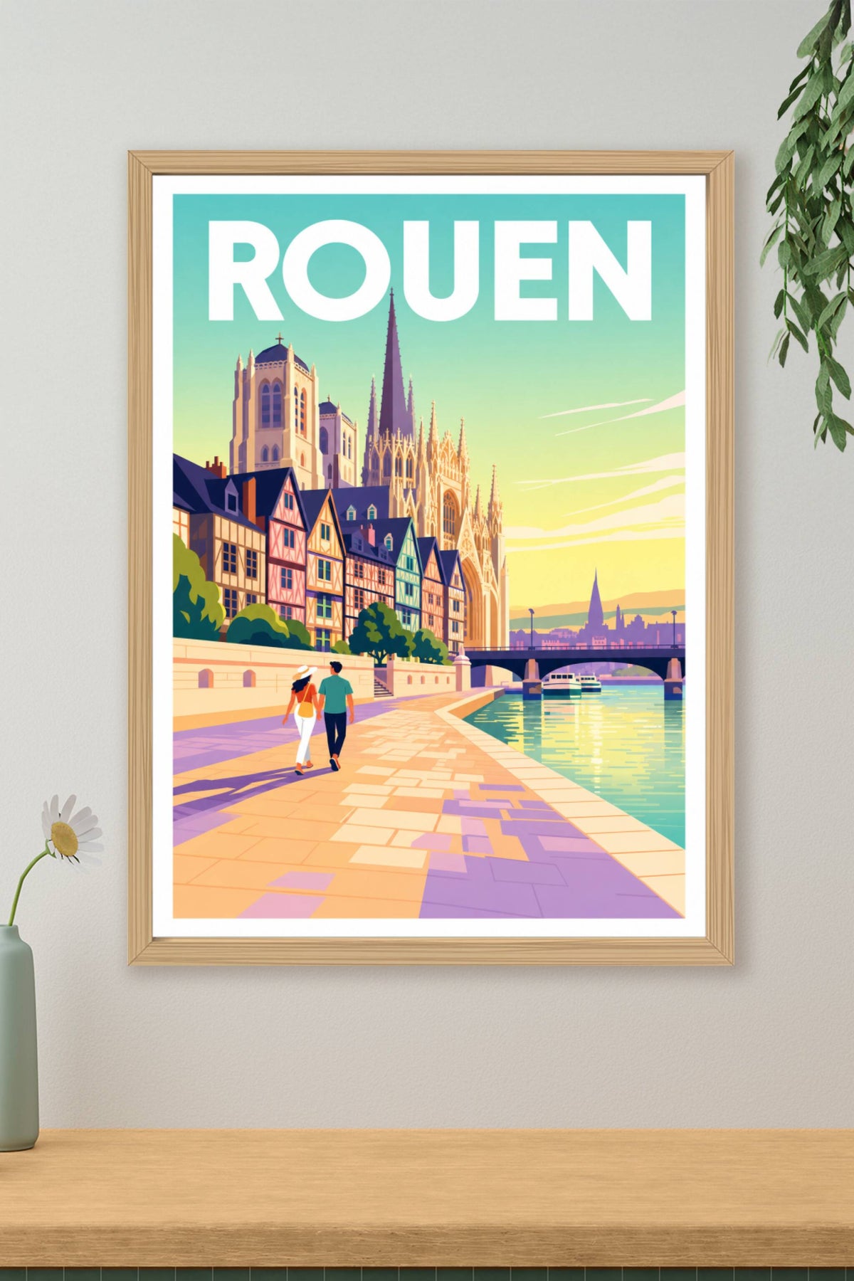 Affiche de Rouen, poster maisons à colombages