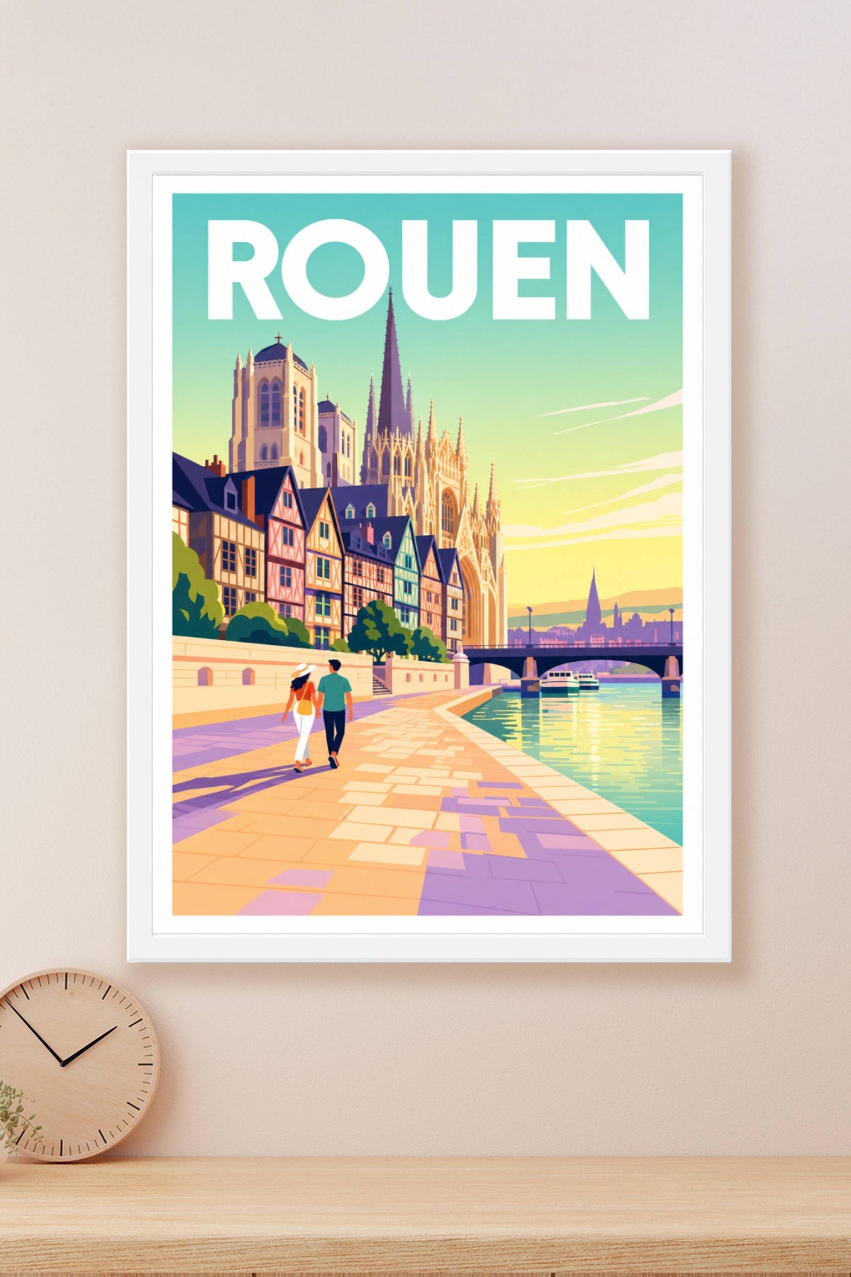 Affiche de Rouen, poster maisons à colombages