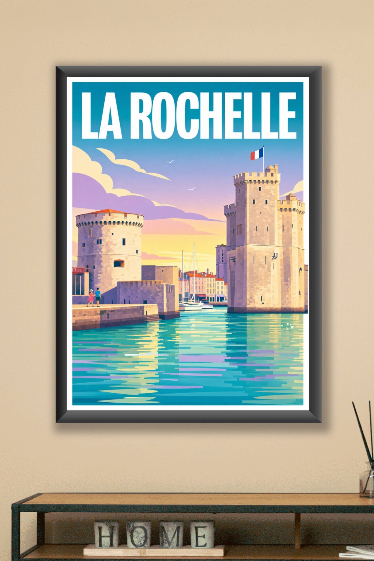 Affiche de La Rochelle, poster tours médiévales