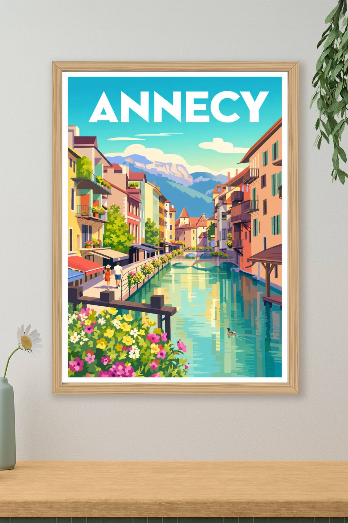 Affiche d'Annecy, poster canaux fleuris
