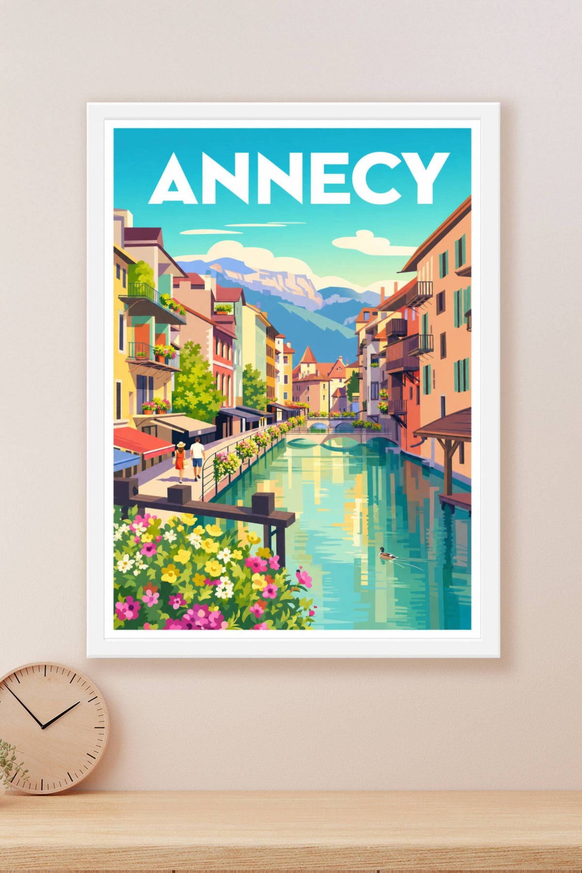 Affiche d'Annecy, poster canaux fleuris