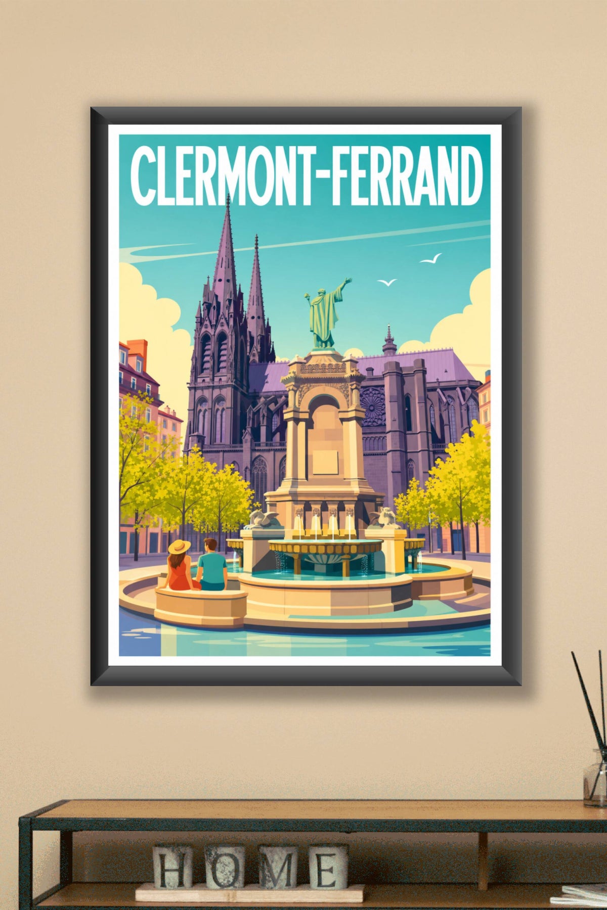 Affiche de Clermont-Ferrand, poster place de la Victoire