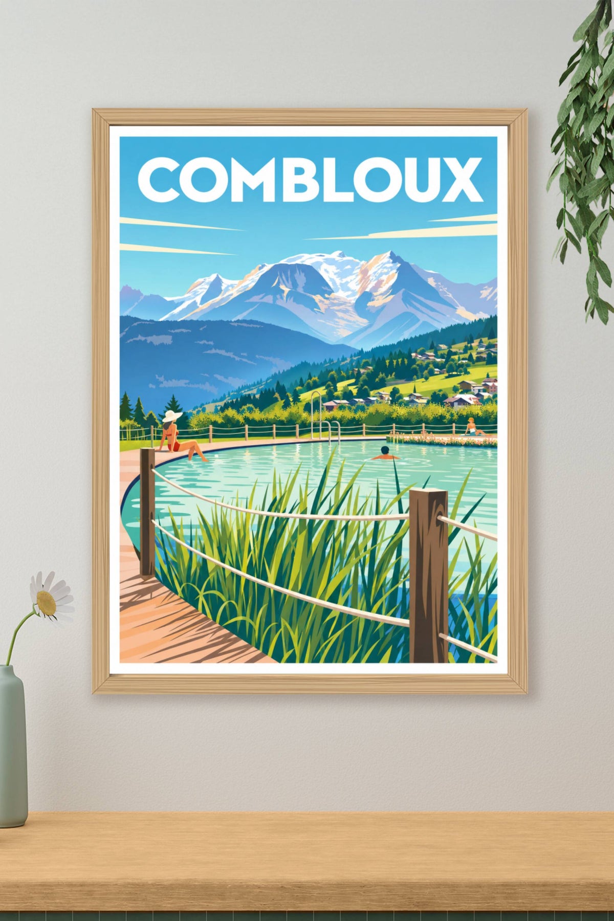 Affiche de Combloux, poster vue Mont-Blanc