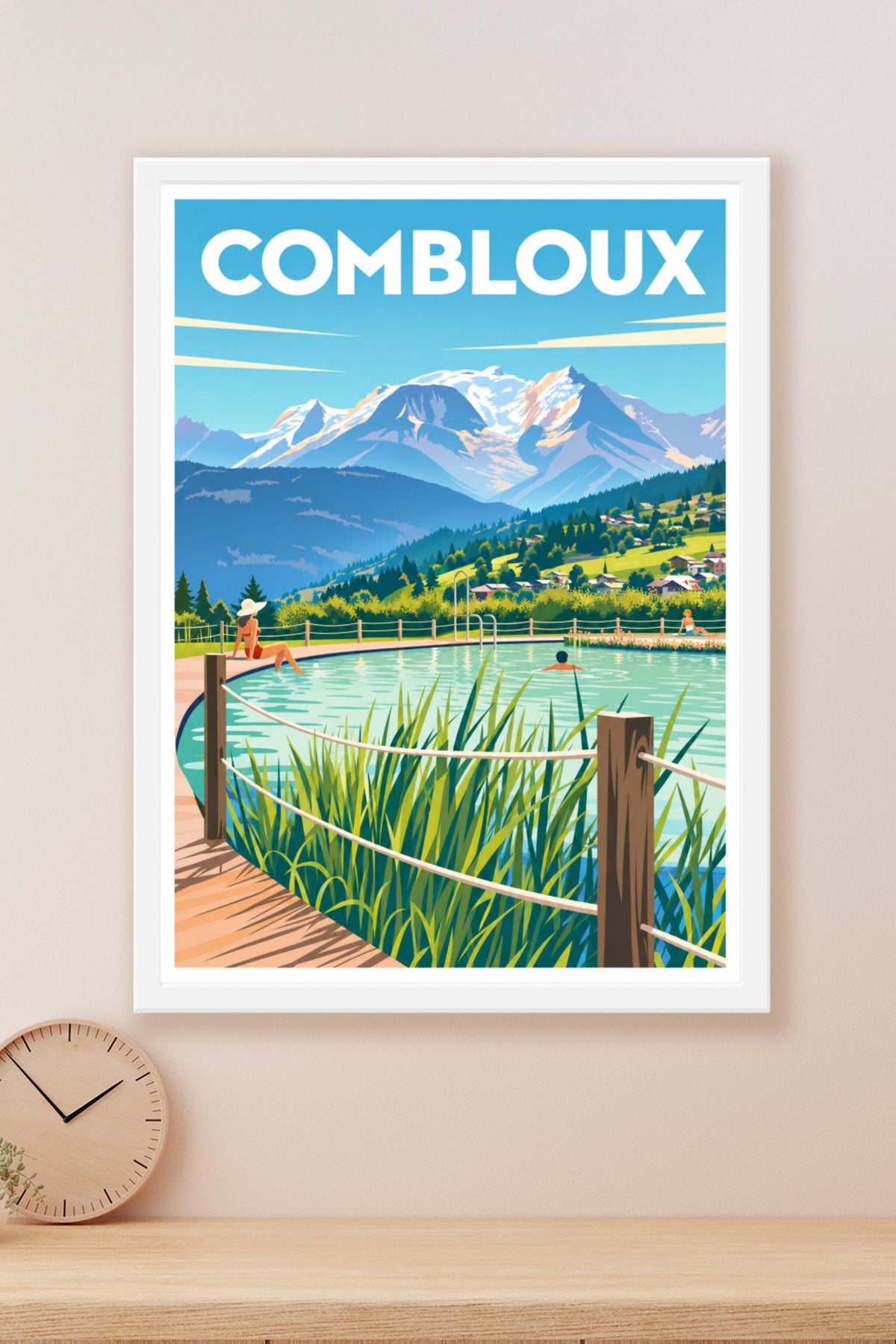 Affiche de Combloux, poster vue Mont-Blanc