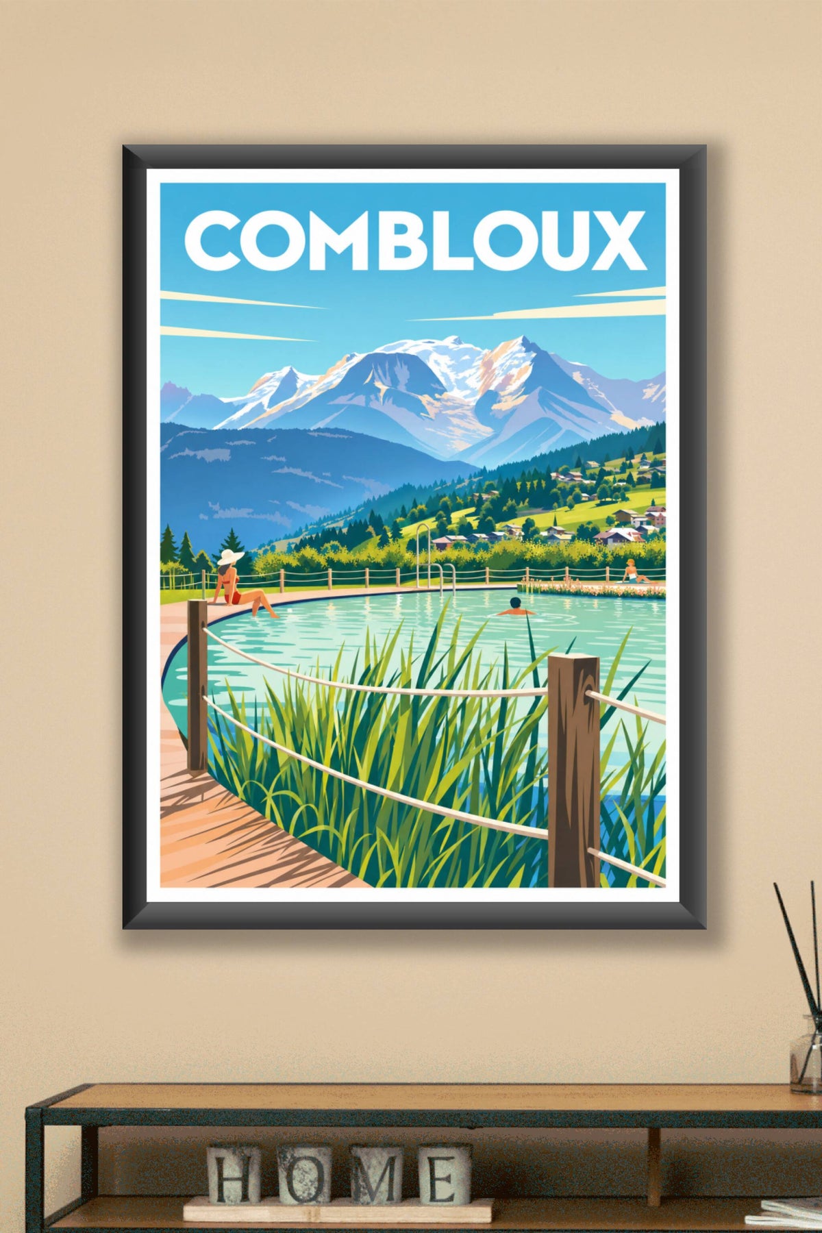 Affiche de Combloux, poster vue Mont-Blanc