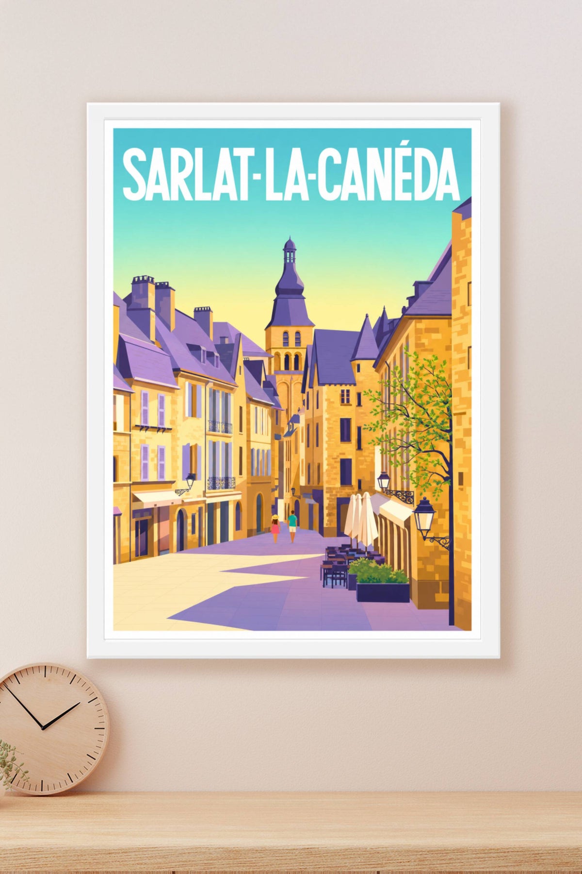 Affiche de Sarlat-la-Canéda, poster pierres jaunes