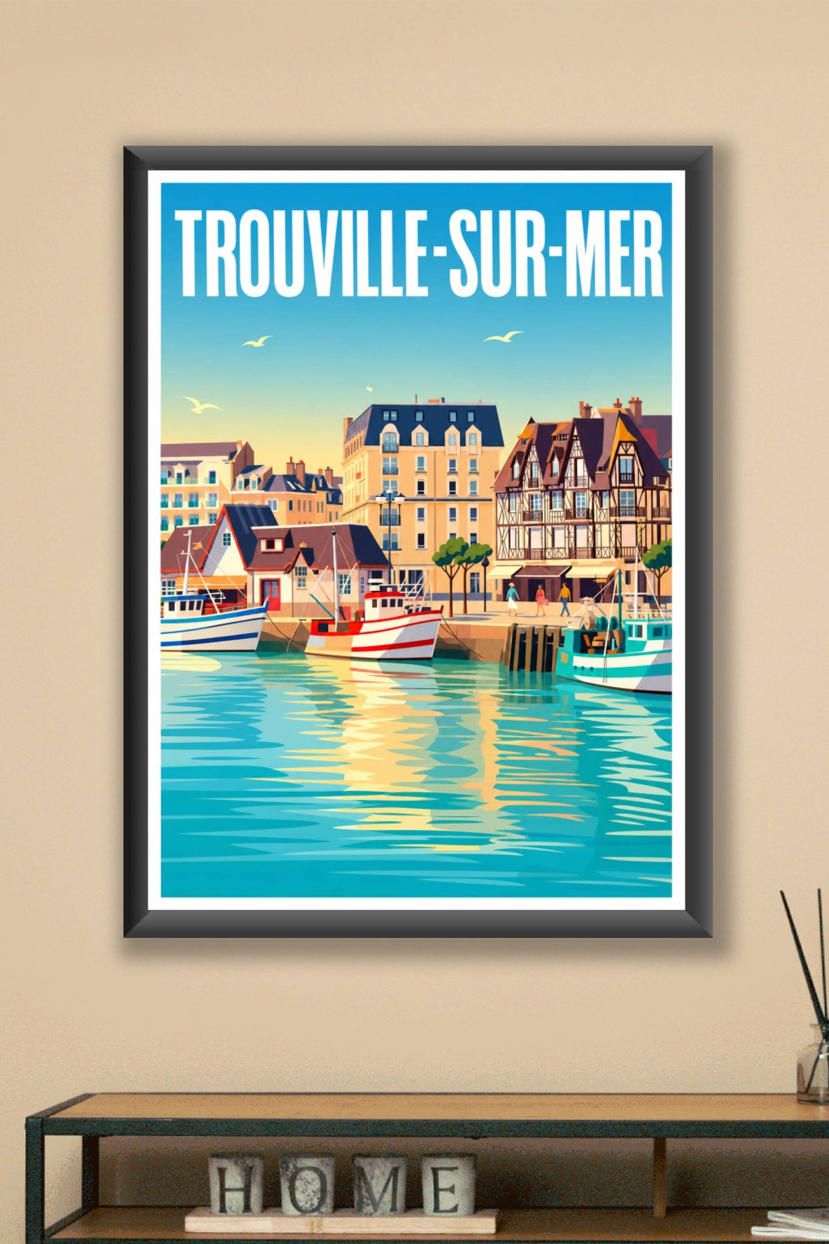 Affiche de Trouville-sur-Mer, poster à colombages