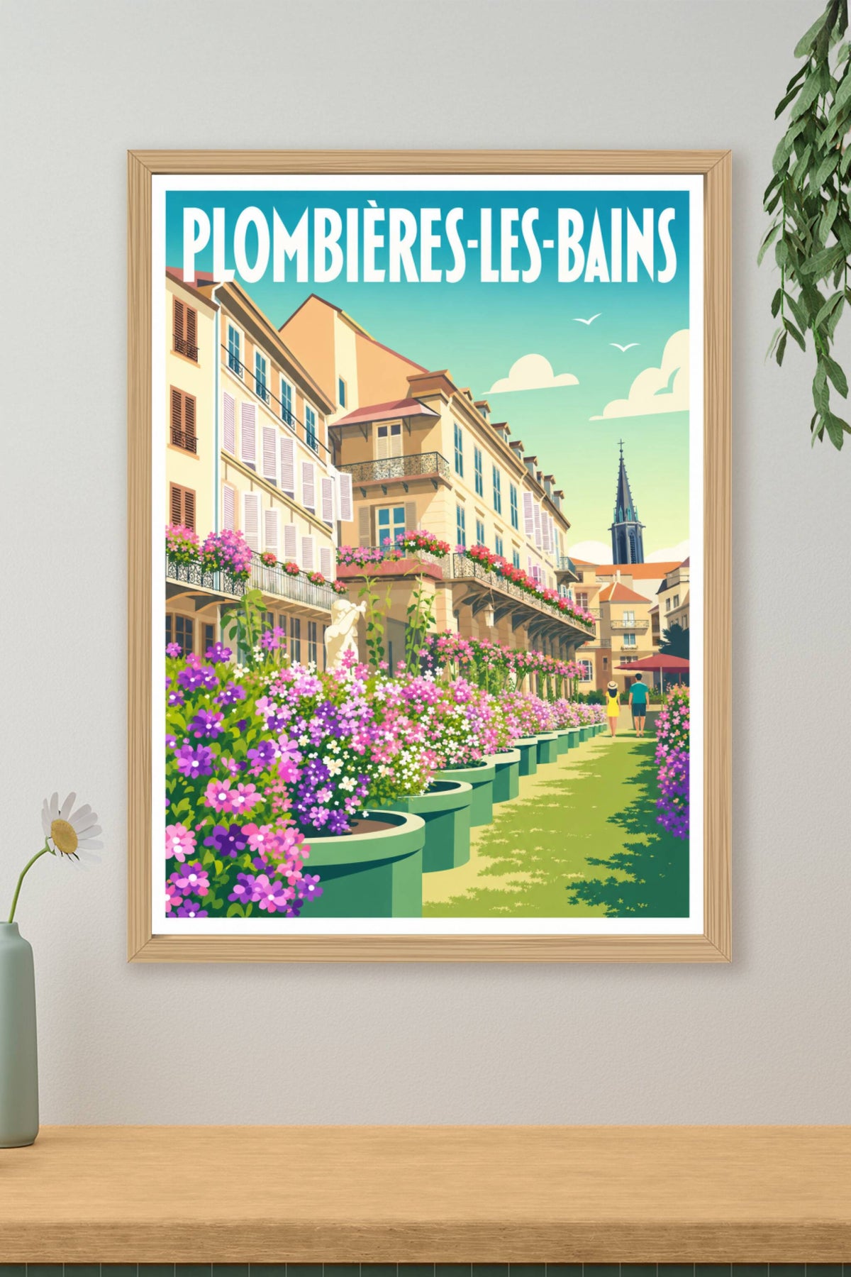 Affiche Plombières-les-Bains, poster ville fleurie