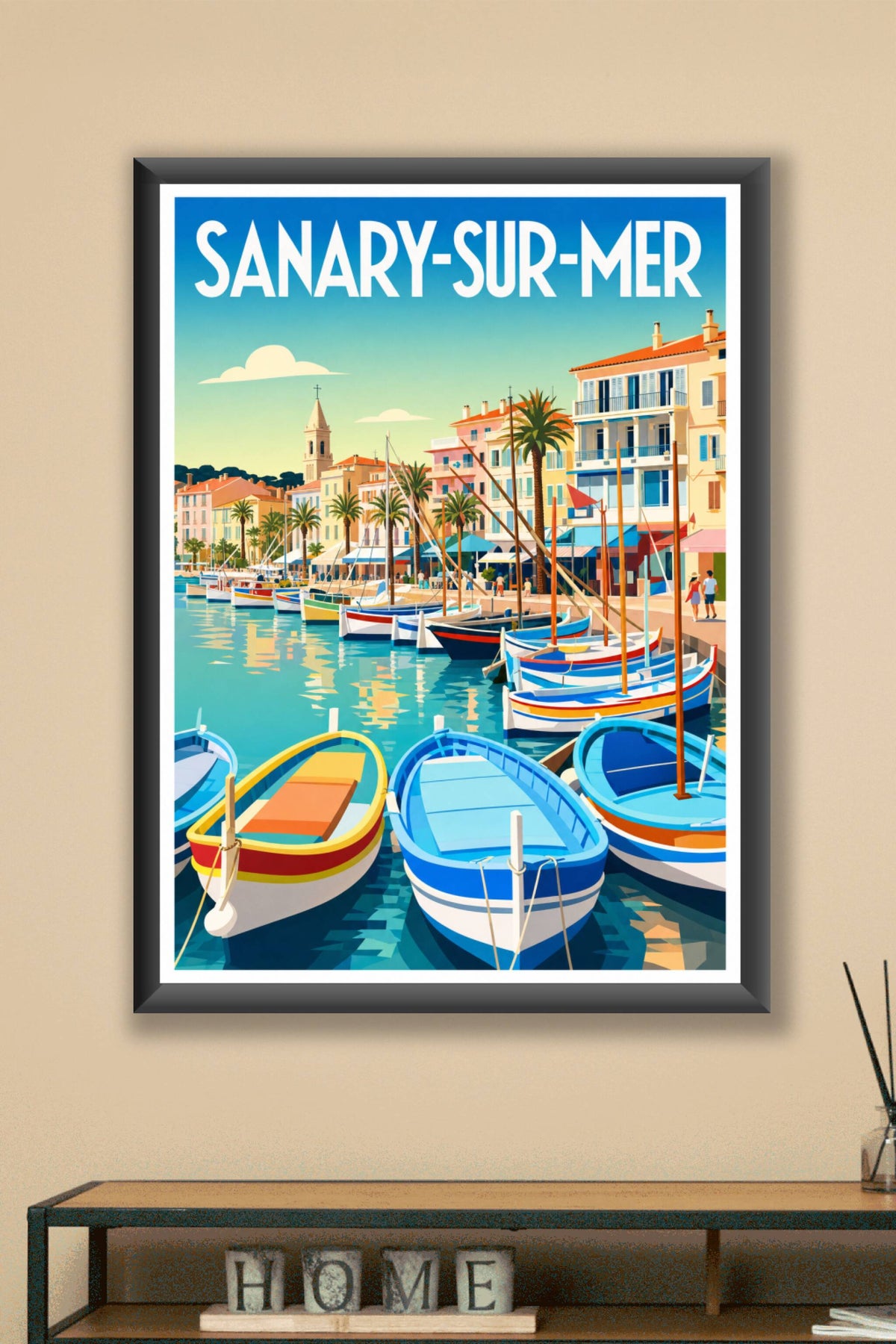 Affiche de Sanary-sur-Mer, poster pointus du port