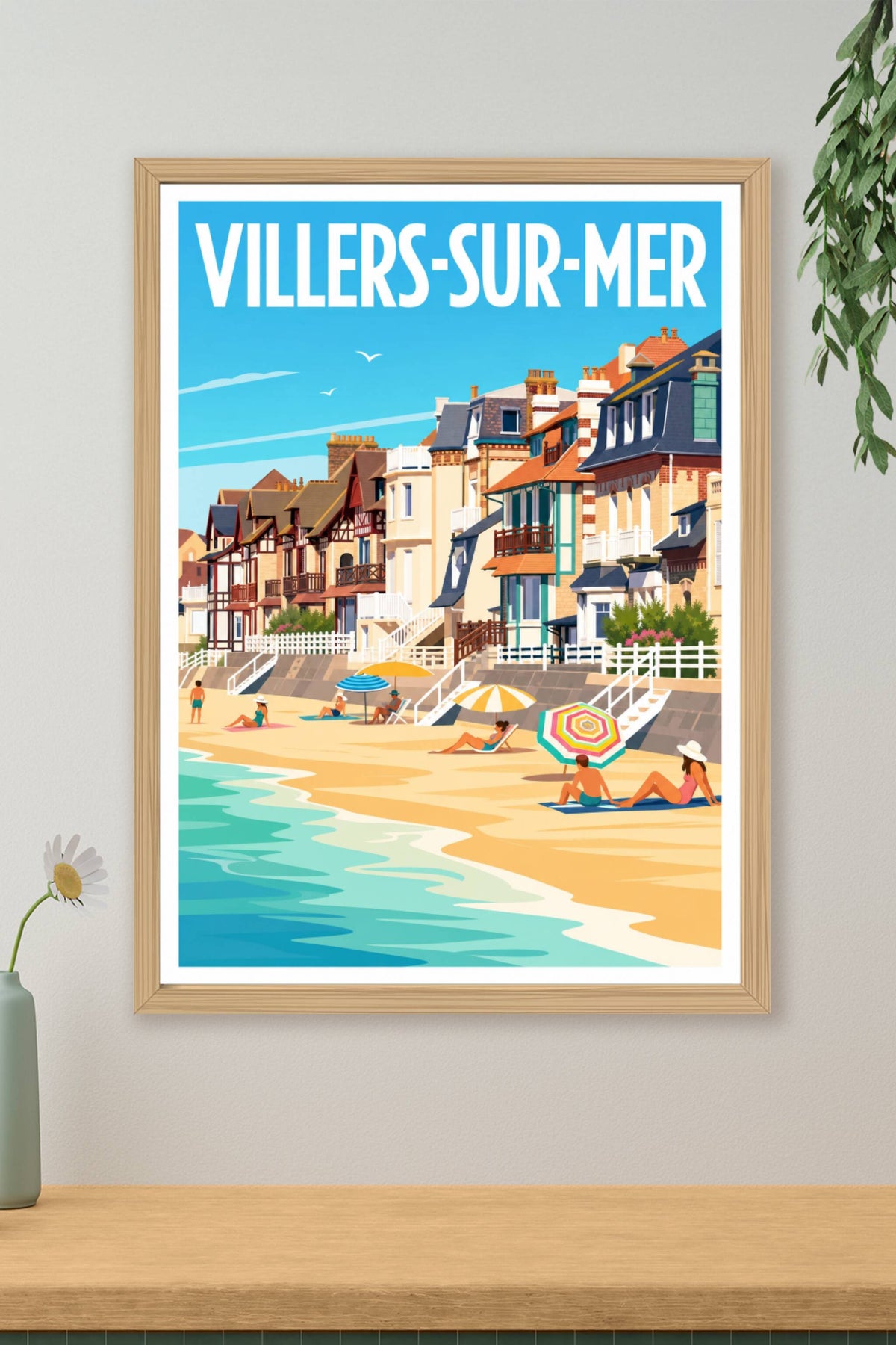 Affiche de Villers-sur-Mer, poster villas normandes