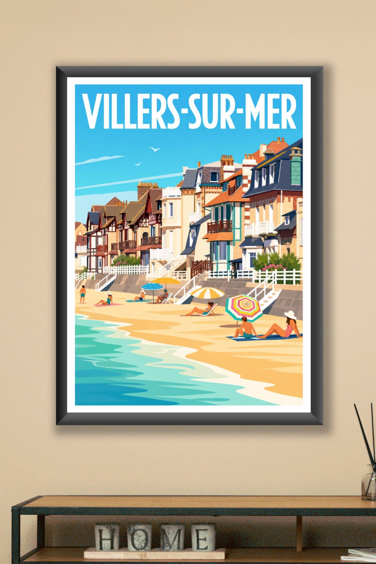 Affiche de Villers-sur-Mer, poster villas normandes