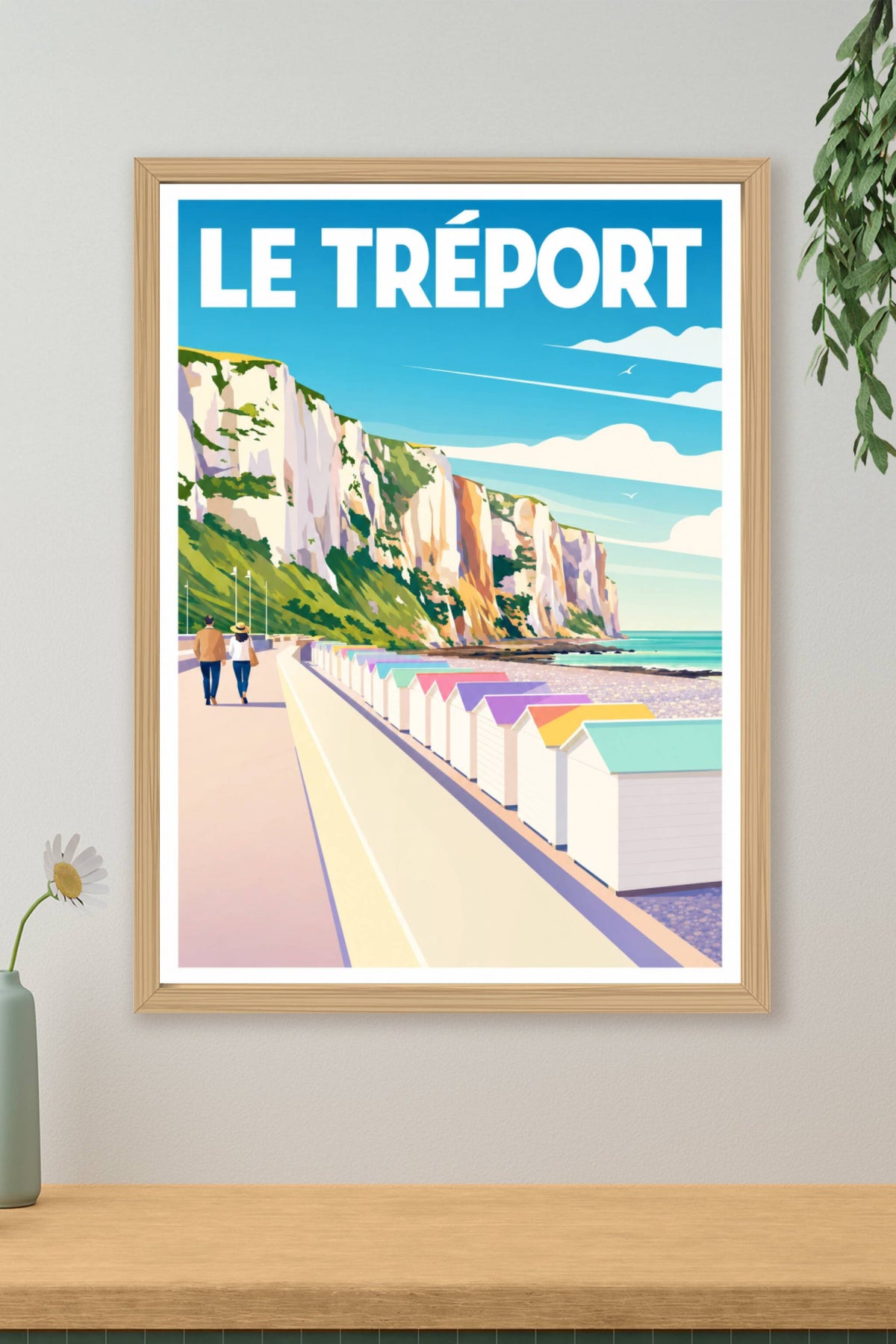 Affiche du Tréport, poster cabines colorées