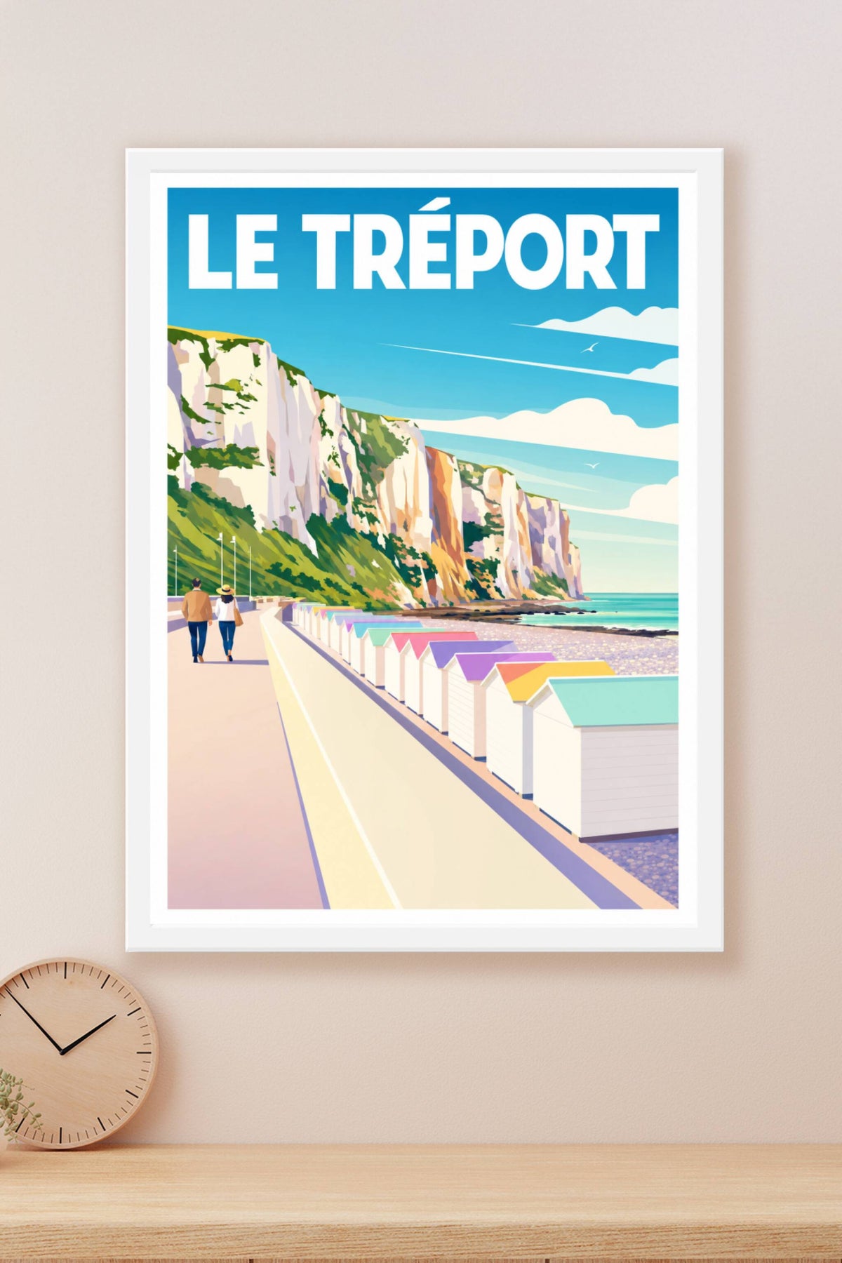 Affiche du Tréport, poster cabines colorées