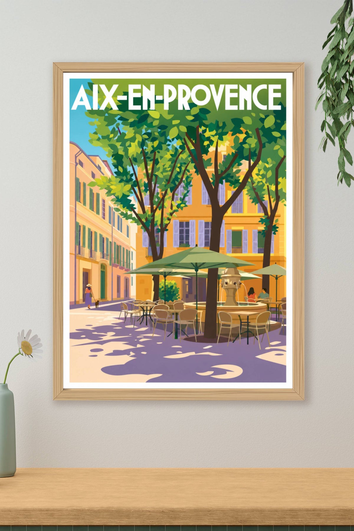 Affiche d'Aix-en-Provence, poster terrasse fleurie