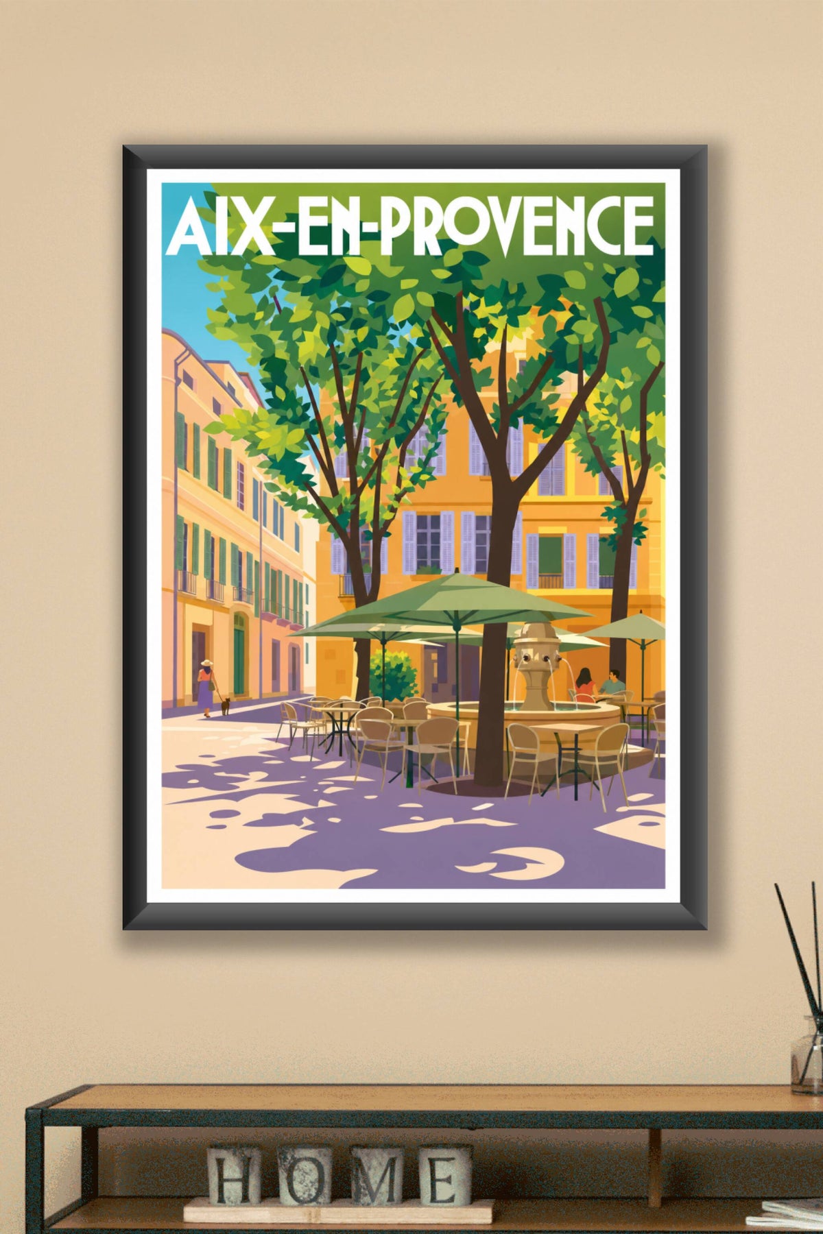 Affiche d'Aix-en-Provence, poster terrasse fleurie