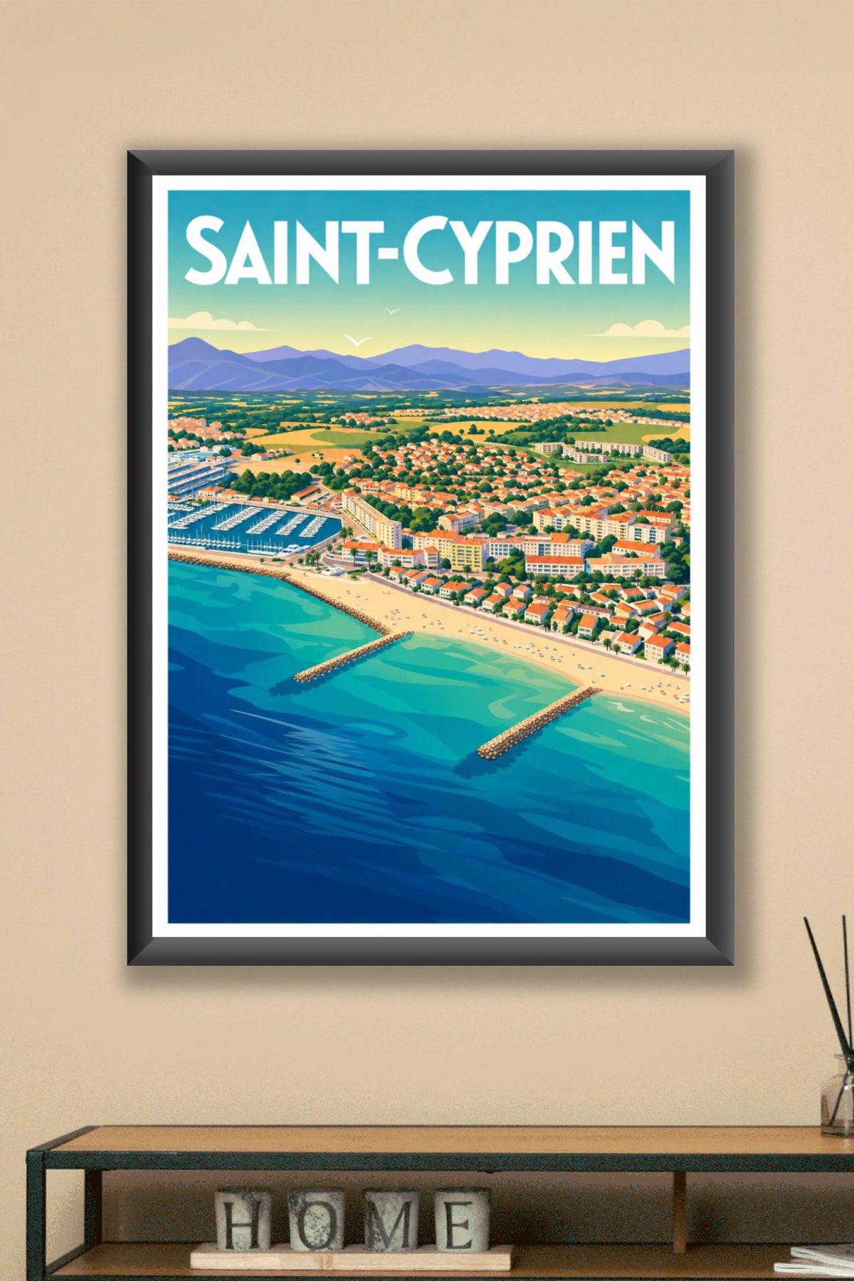 Affiche Saint-Cyprien, poster vue du port