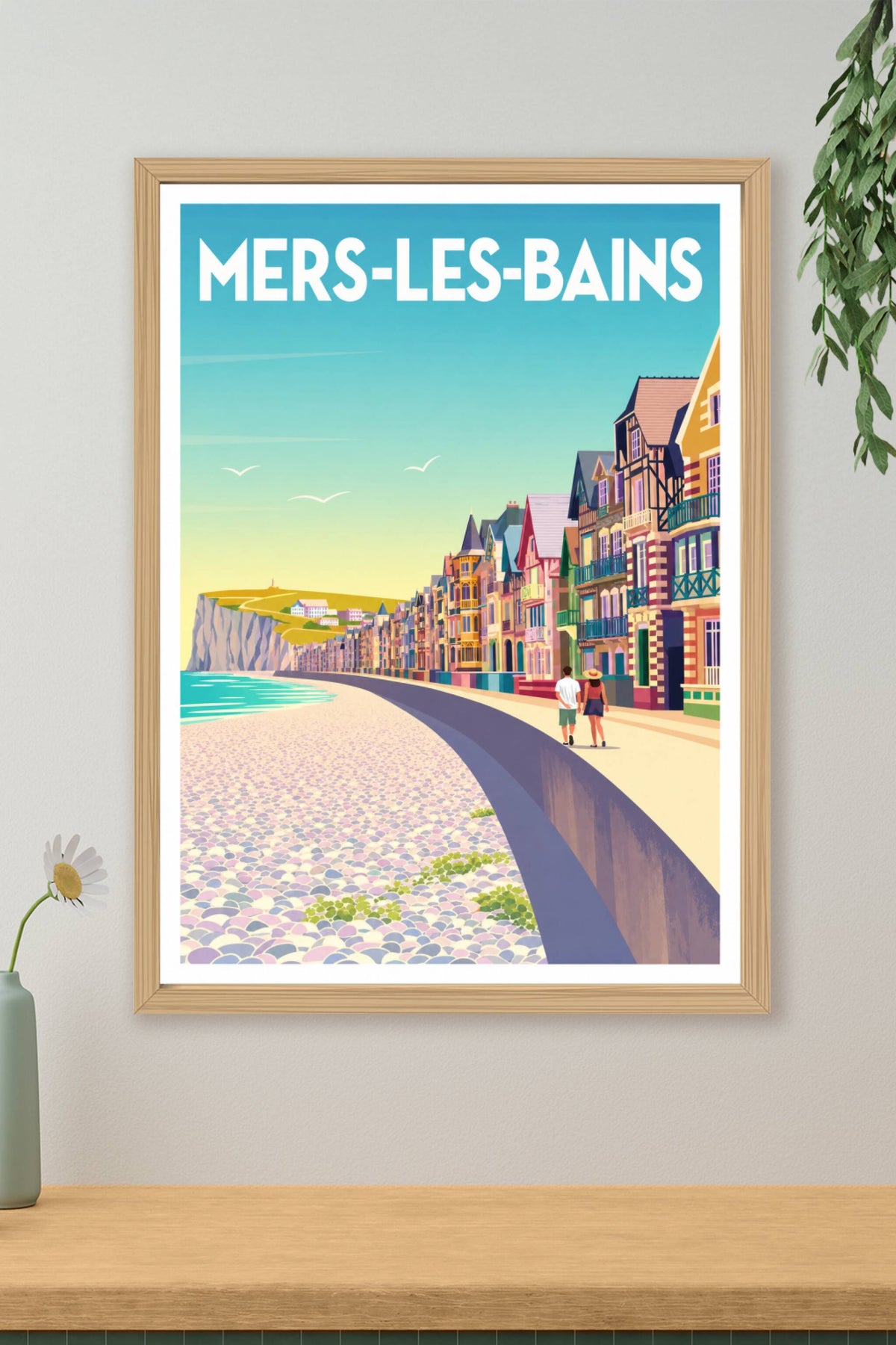 Affiche de Mers-les-Bains, poster villas colorées