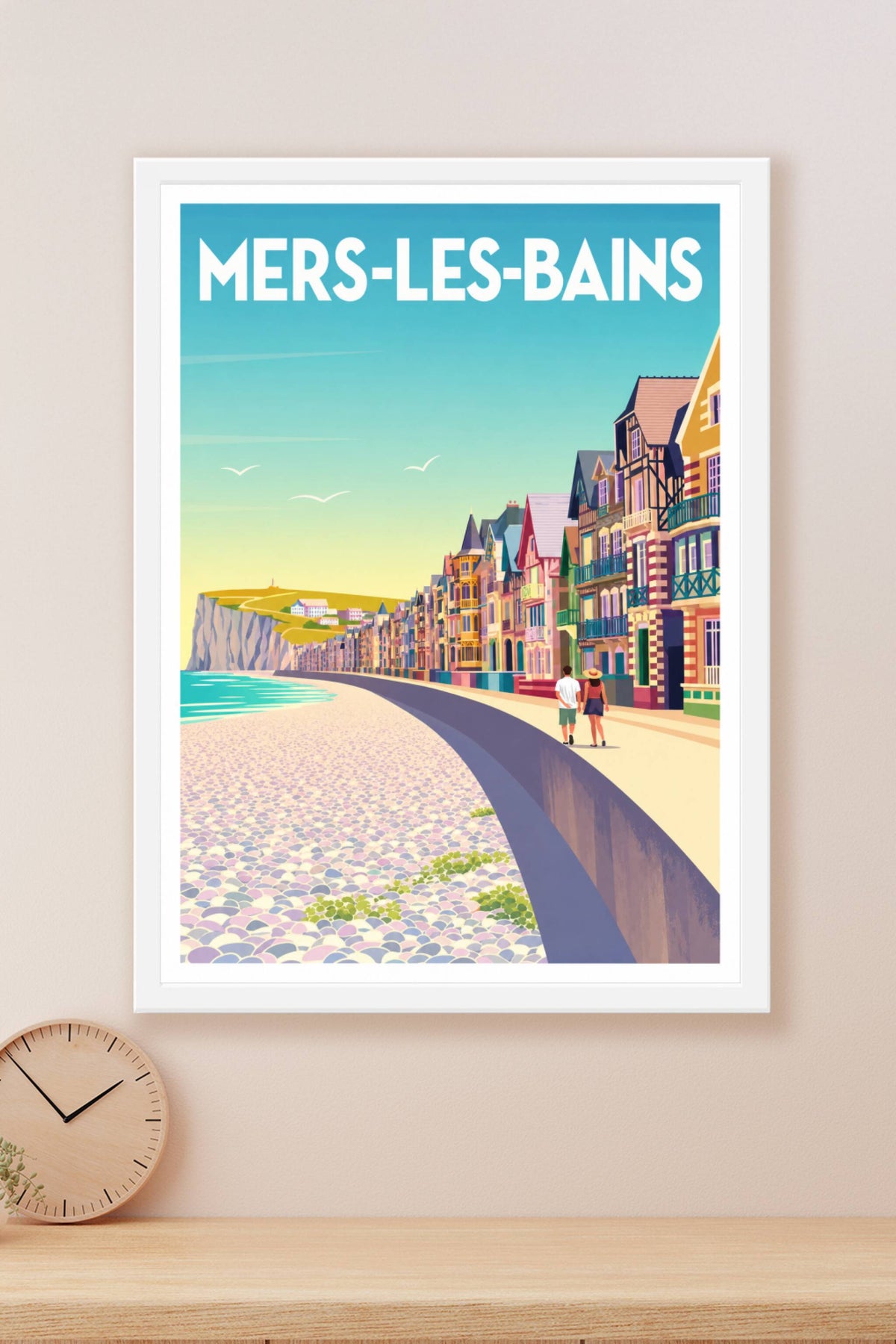 Affiche de Mers-les-Bains, poster villas colorées