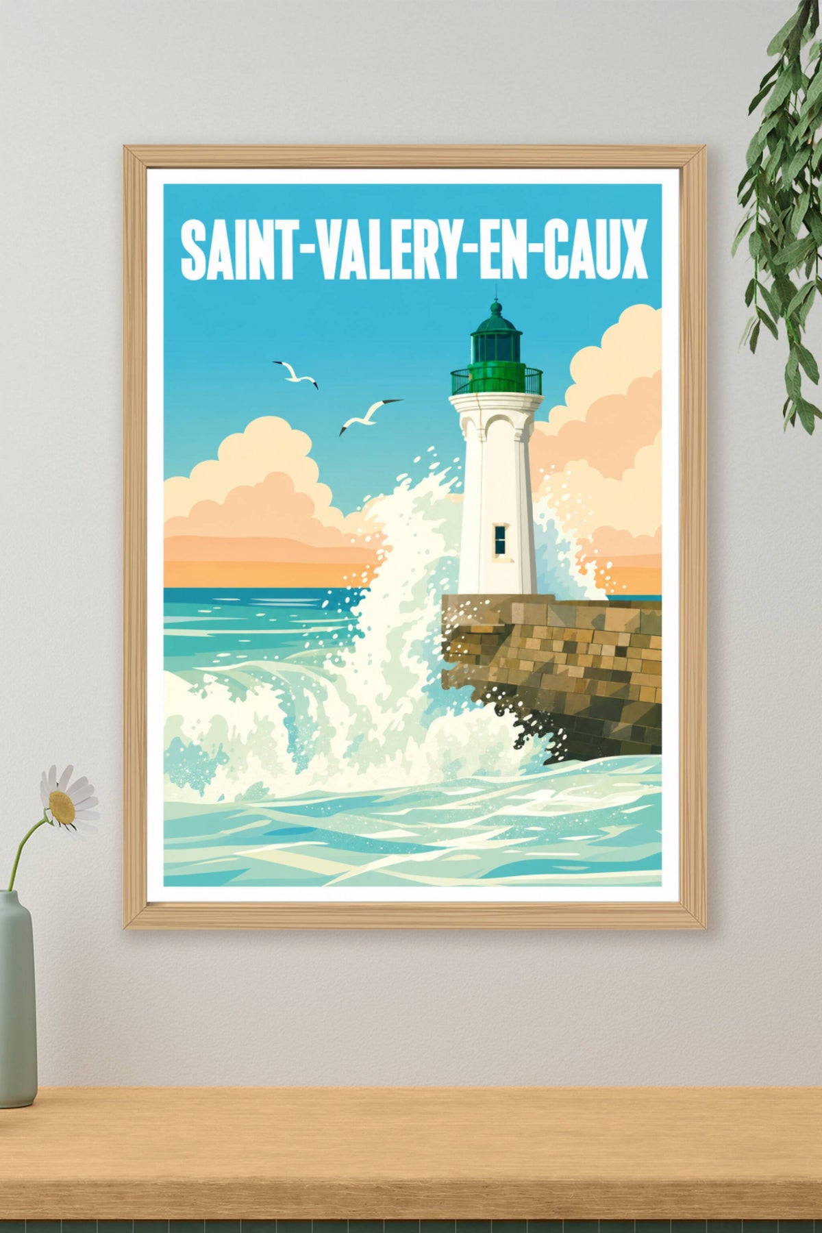 Affiche de Saint-Valery-en-Caux, poster phare normand