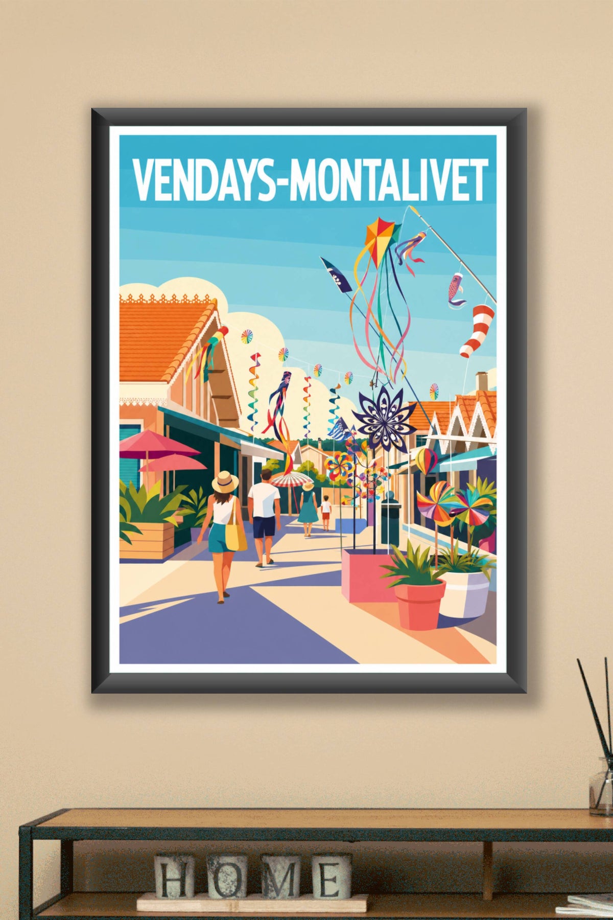 Poster de Vendays-Montalivet, cerfs-volants colorés
