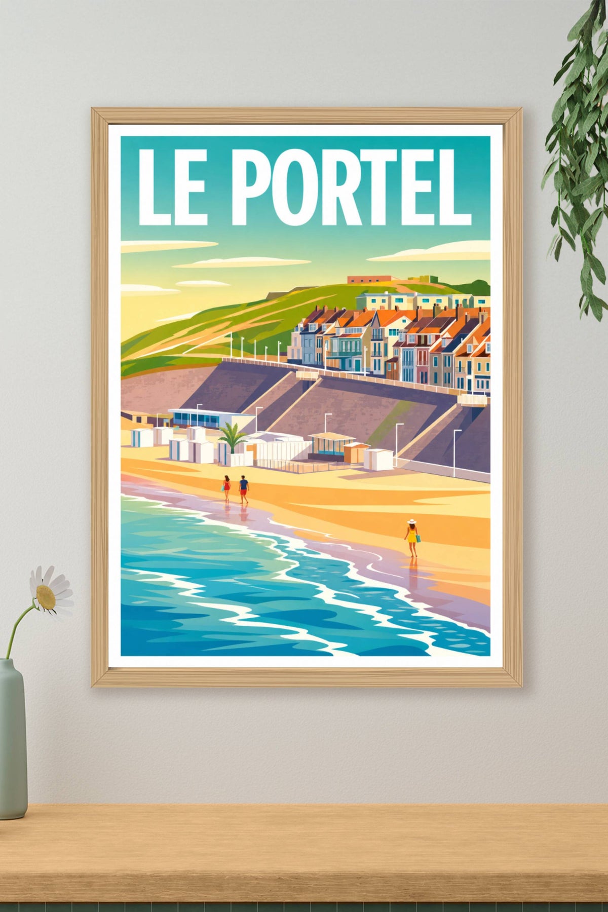 Affiche Le Portel, poster front de mer et cabines