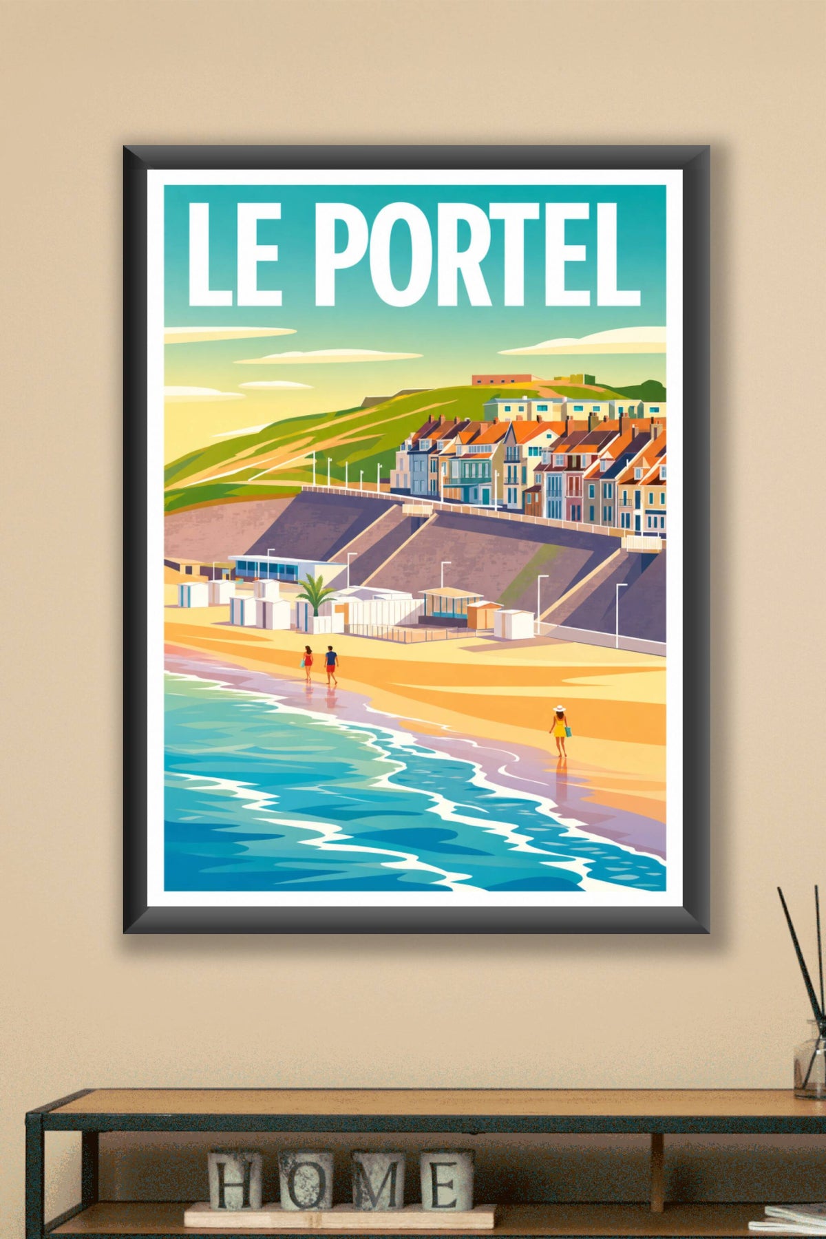 Affiche Le Portel, poster front de mer et cabines