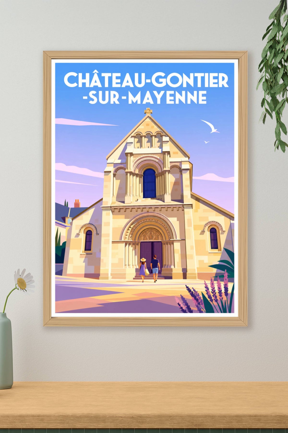 Affiche de Château-Gontier, poster église romane