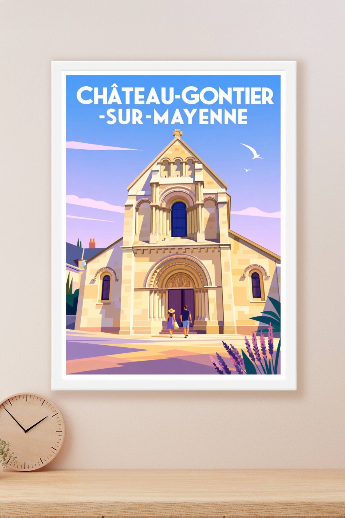 Affiche de Château-Gontier, poster église romane